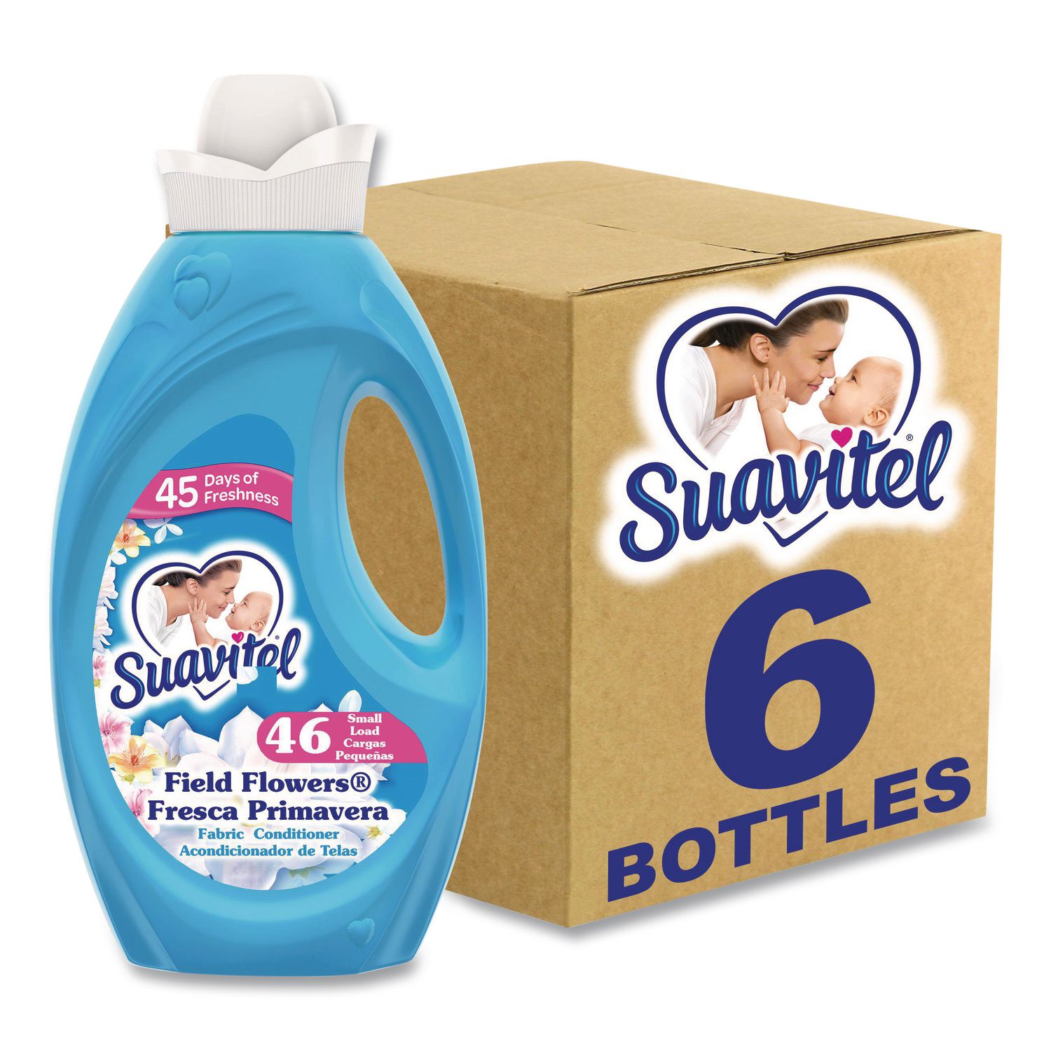 Fabric Softener, Floral Scent, 46 oz Bottle, 6/Carton