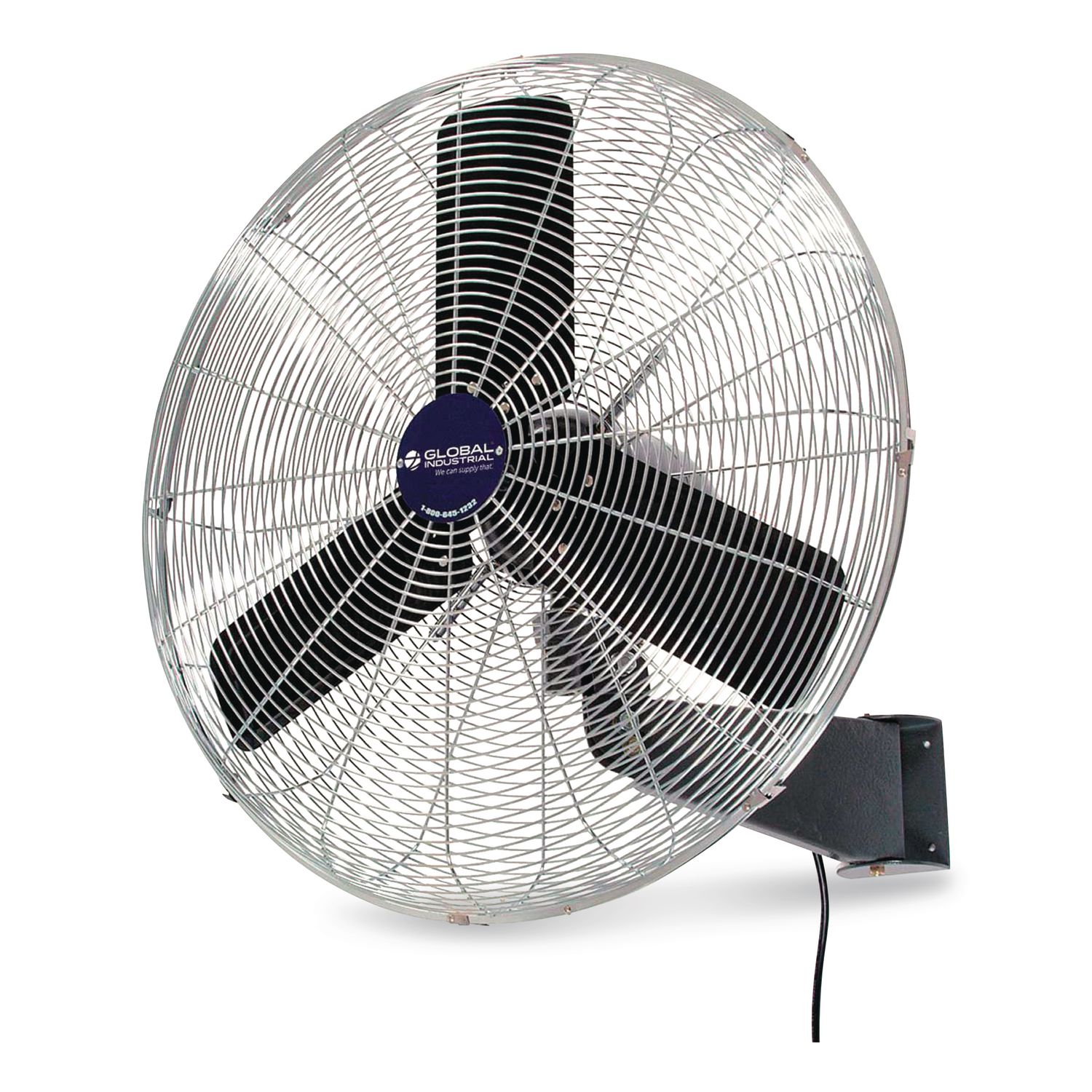 Oscillating Wall Mount Fan, 24", 3 Speeds, Black