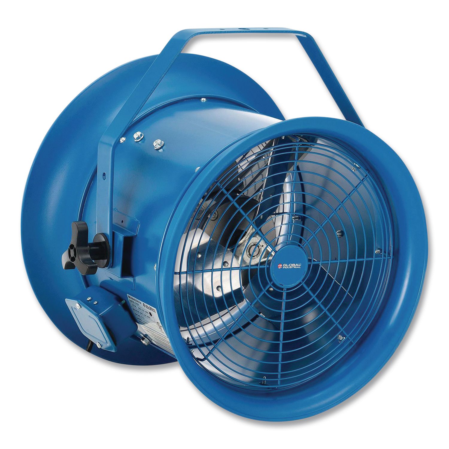 High Velocity Drum Fan with Yoke Mount, 14", 1 Speed, Blue
