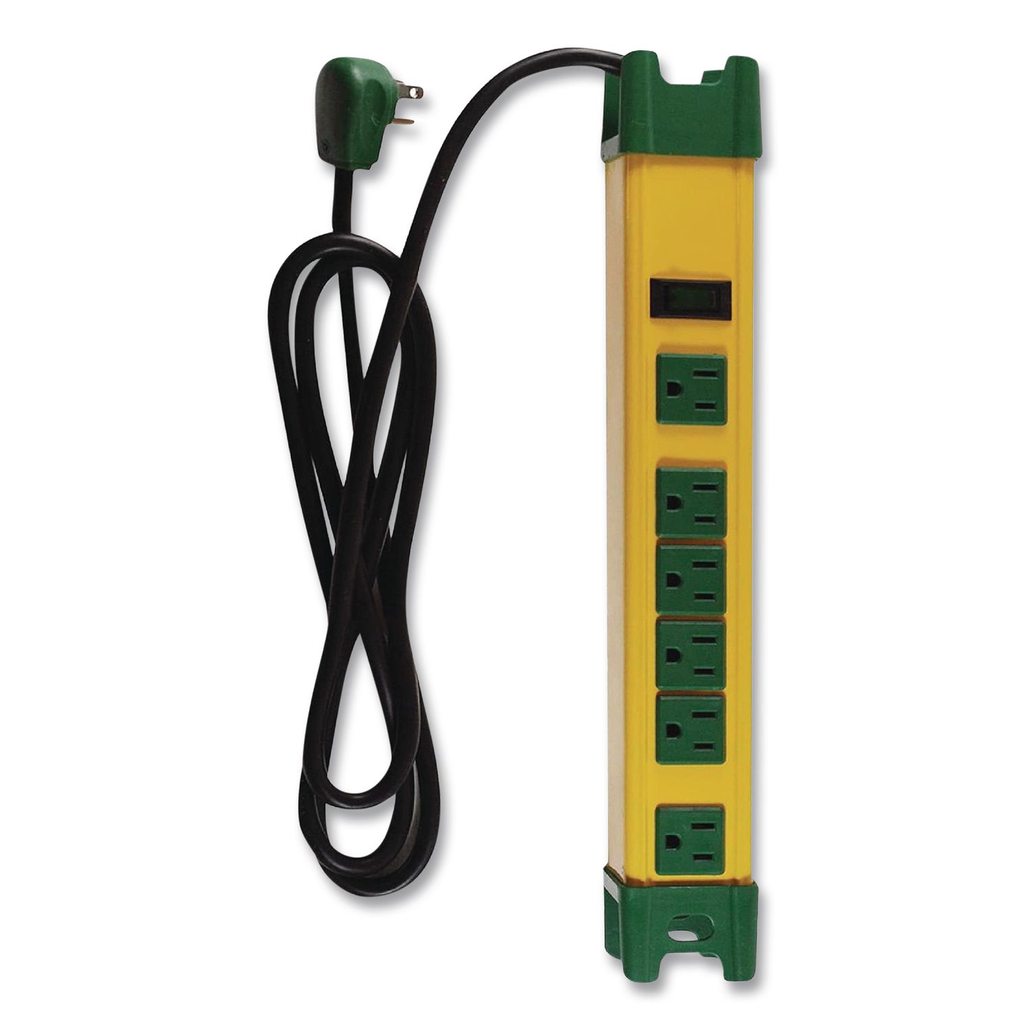 6 Outlet Metal Surge Protector, 6 ft Cord, 250 J, Yellow