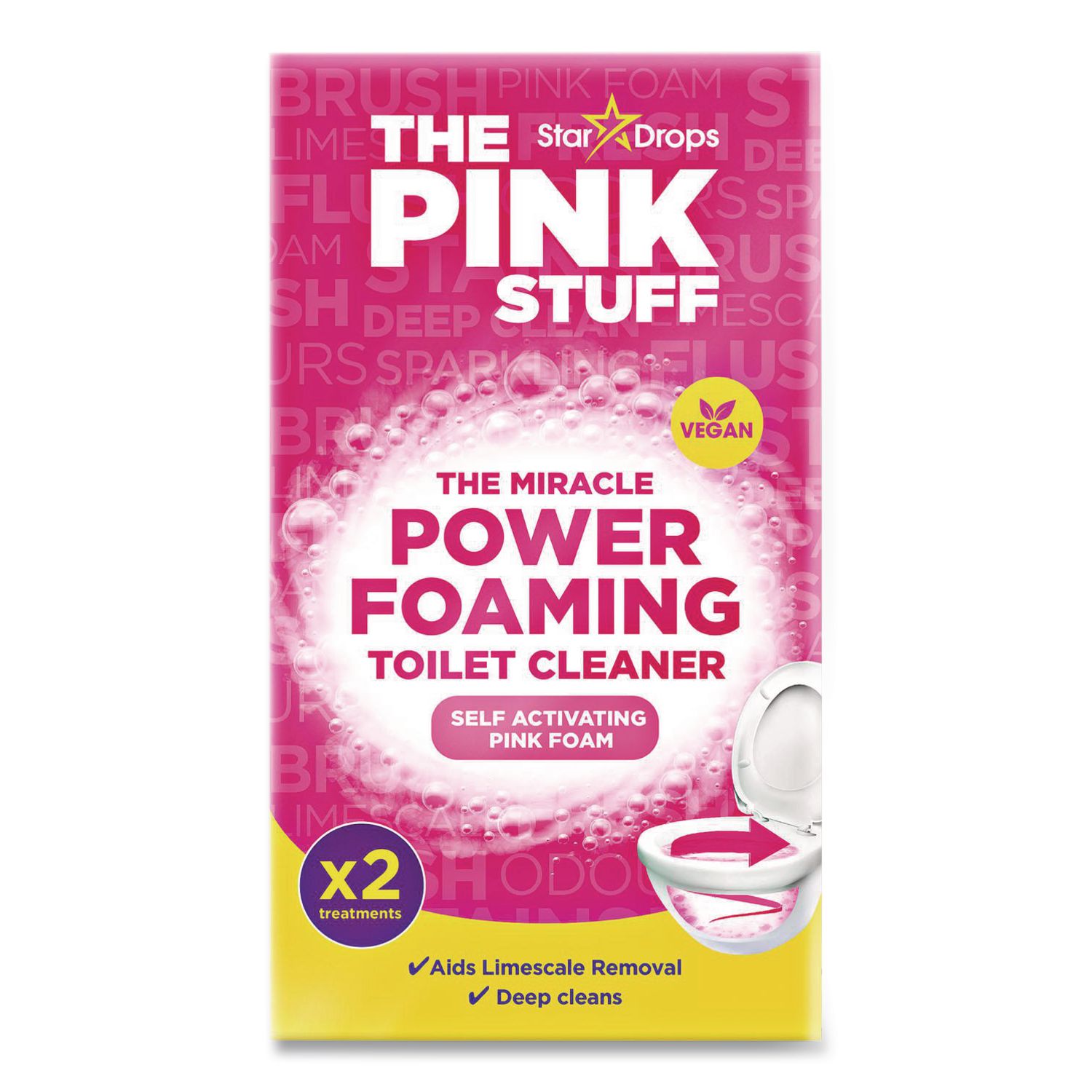 Miracle Power Foaming Toilet Cleaner, Fruity Scent, 3.5 oz Packet, 2 Packets/Box