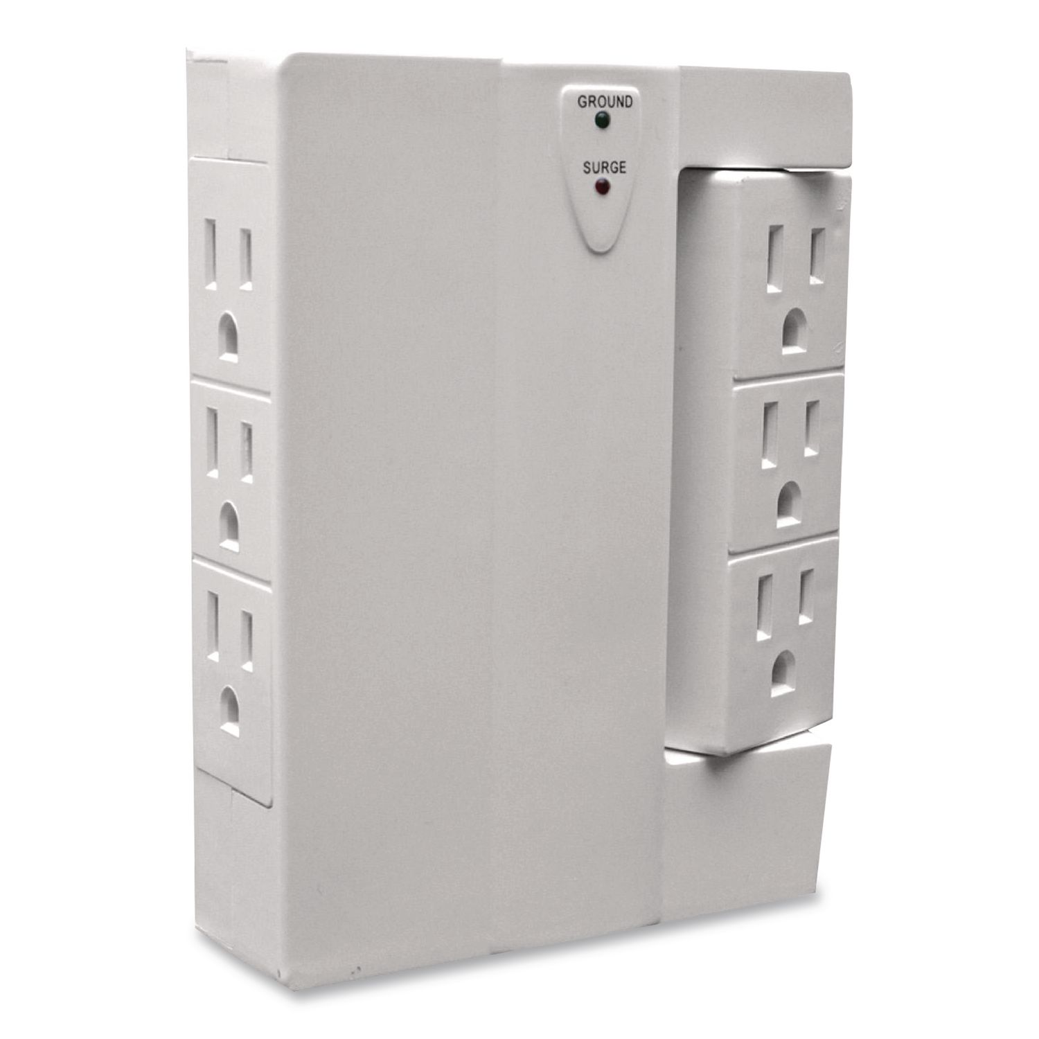 6 Outlet Swivel Wall Tap with Surge Protection, 1,000 J, White
