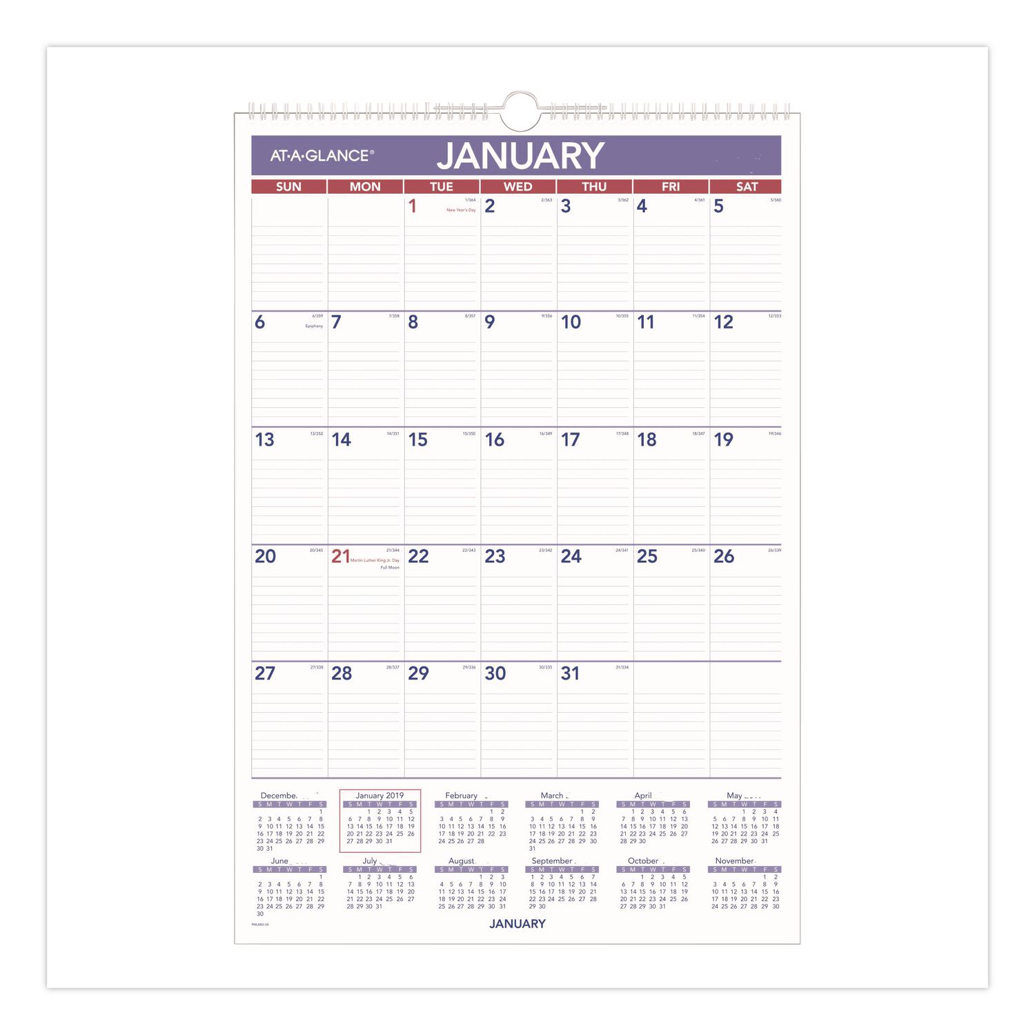 Erasable Wall Calendar, 15.5 x 22.75, White Sheets, 12-Month (Jan to Dec): 2026