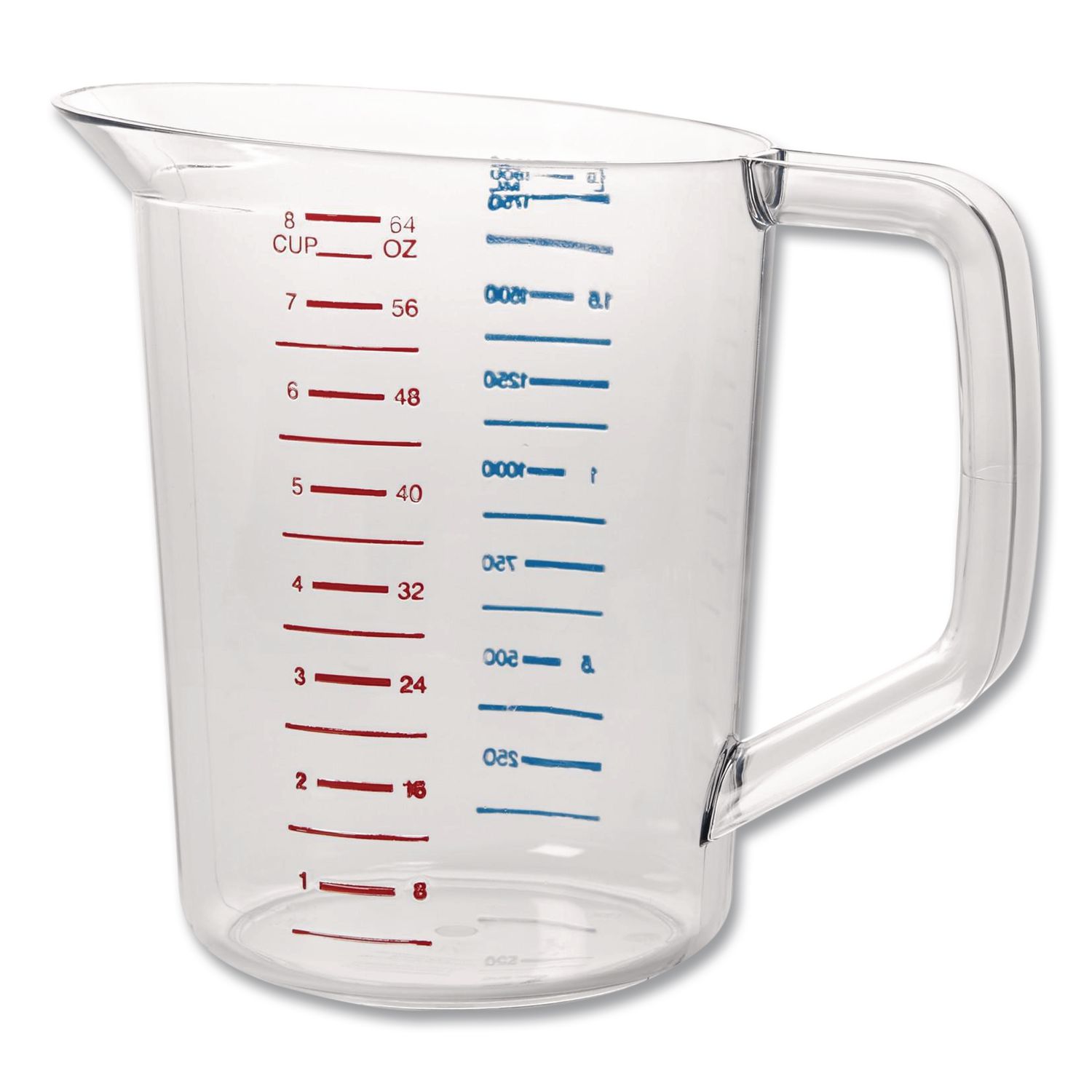 Bouncer Measuring Cup, 2 qt, Plastic, Clear