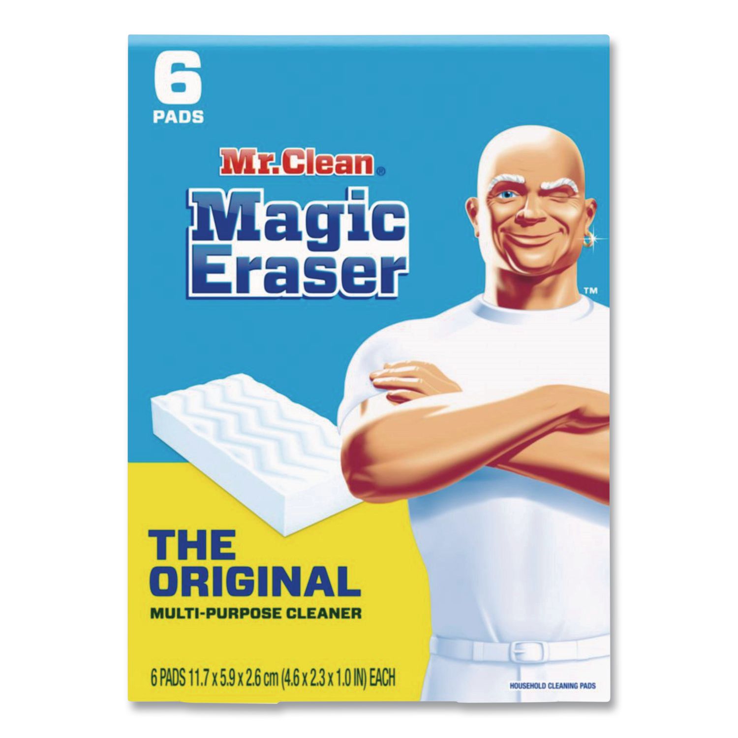 Magic Eraser, 2.3 x 4.6, 1" Thick, White, 6/Pack