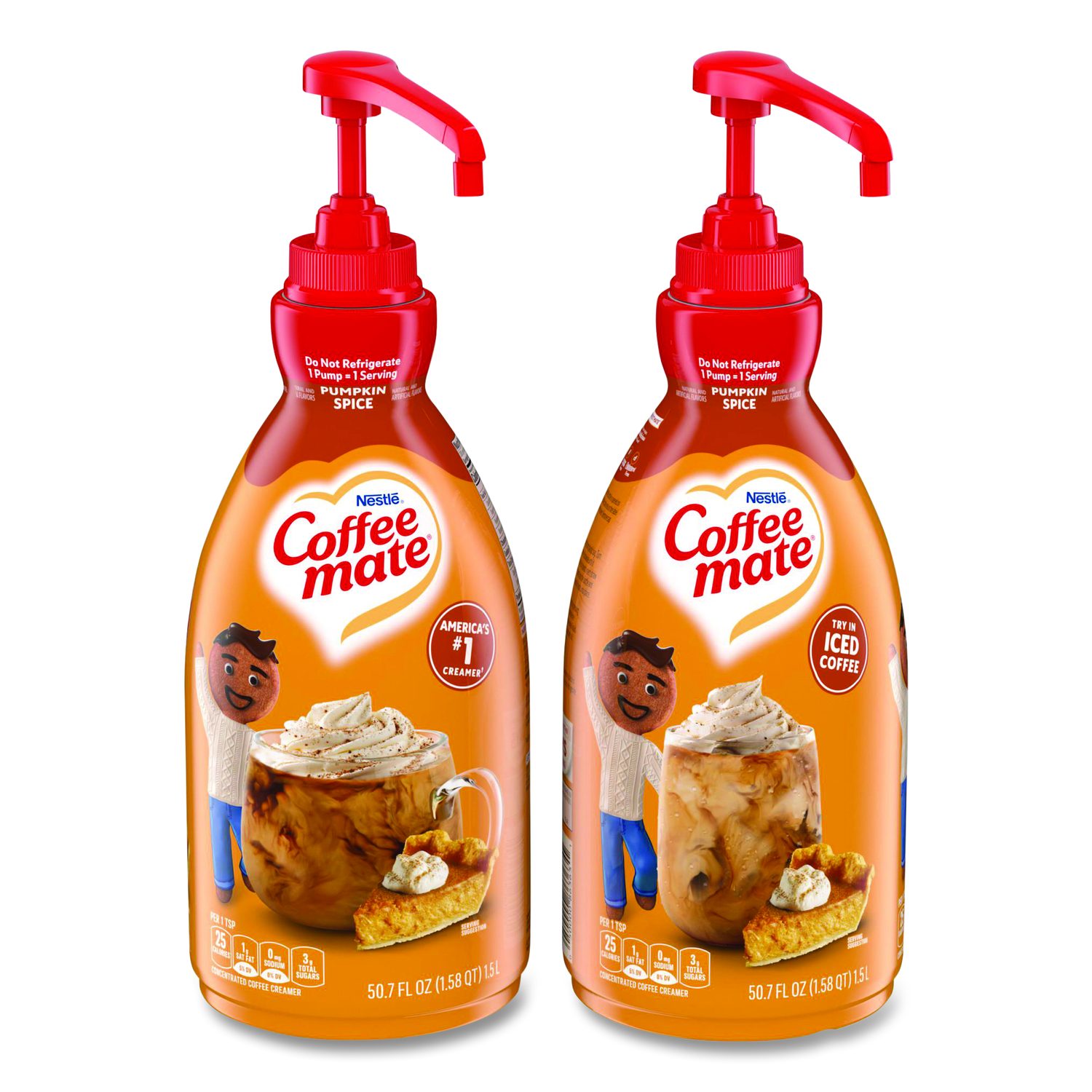 Liquid Coffee Creamer, Pumpkin Spice, 1.5 L Pump Bottle, 2/Carton