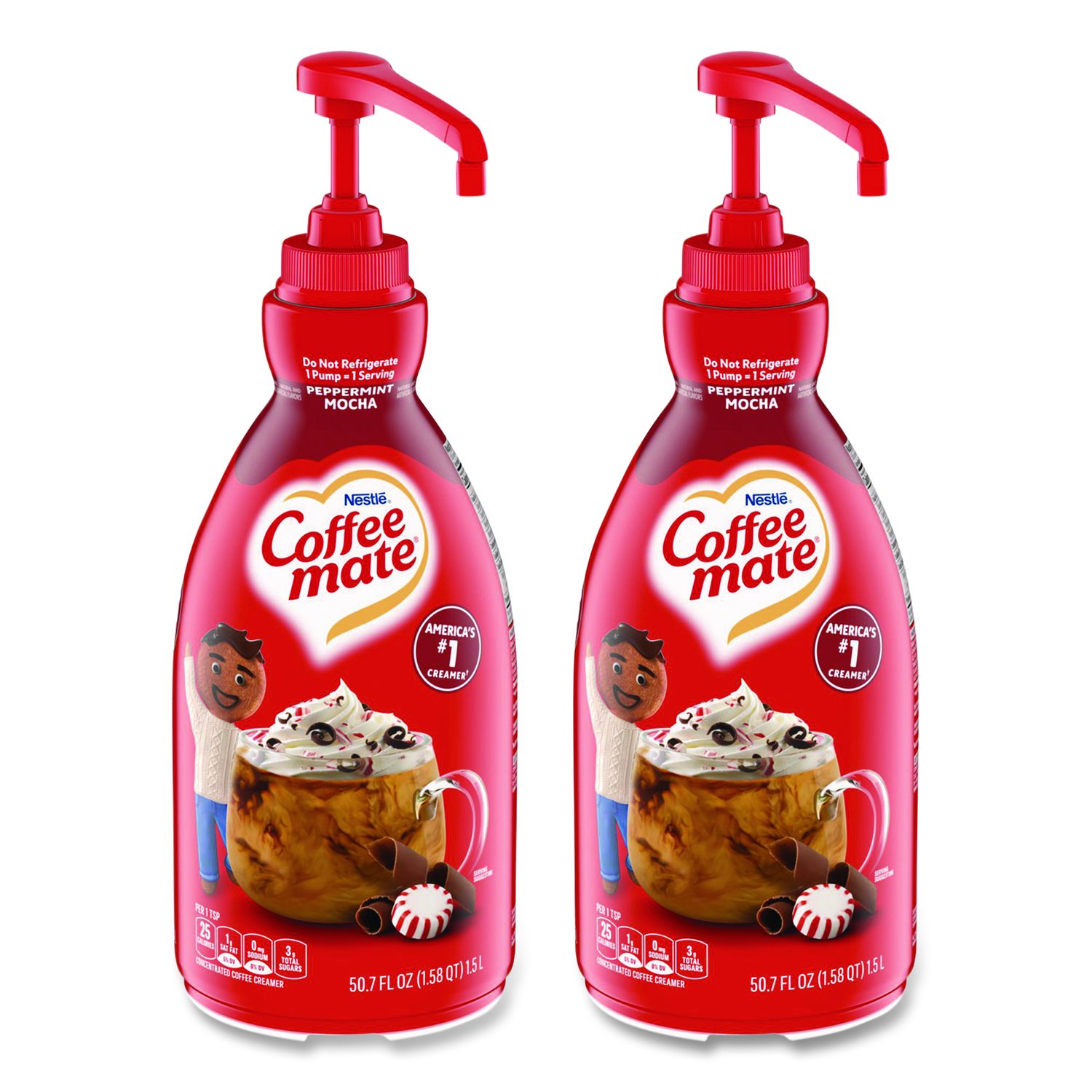 Liquid Coffee Creamer, Peppermint Mocha, 1500mL Pump Bottle