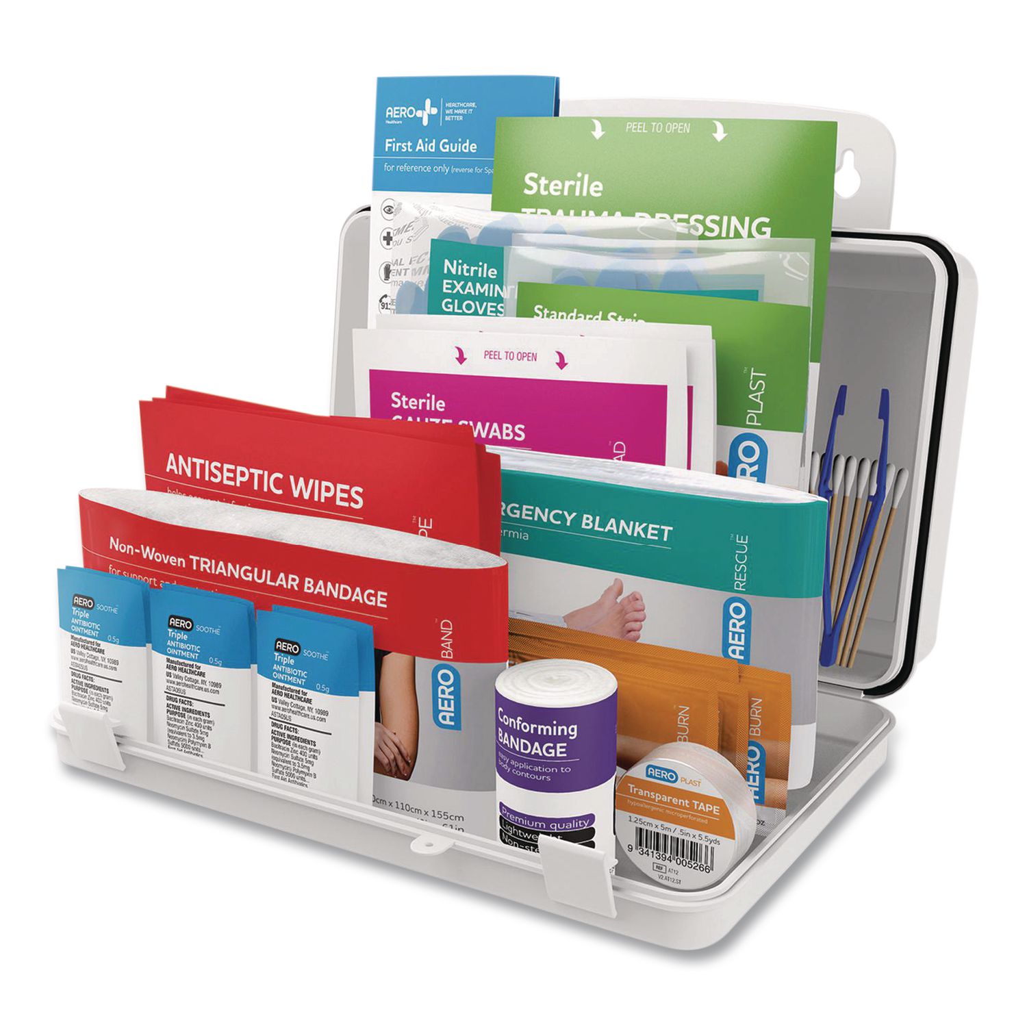 10 Series First Aid Kit, 72 Pieces, Plastic Case