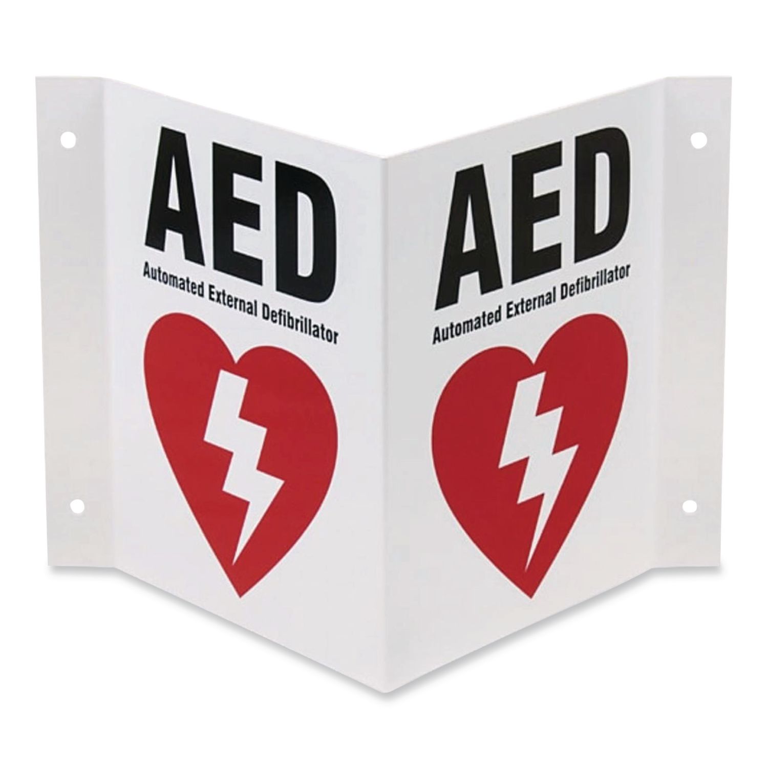AED Three-View Wall Sign, 10" x 5.25" x 9"