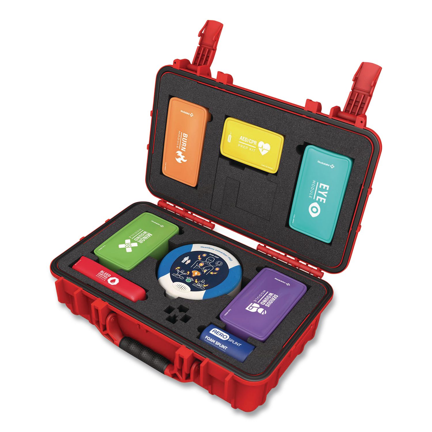 Trauma Kit with Heartsine 450P and Bleed Control - XL Rugged Hard Case, 296 Pieces