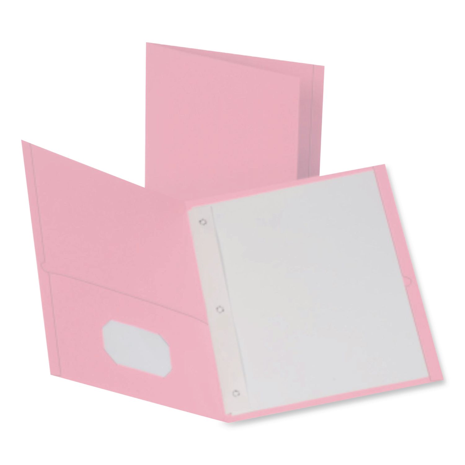 Pink Ribbon Twin-Pocket Folder with Prong Fasteners, Accommodates (135) 11 x 8.5 Sheets, Pink, 25/Box