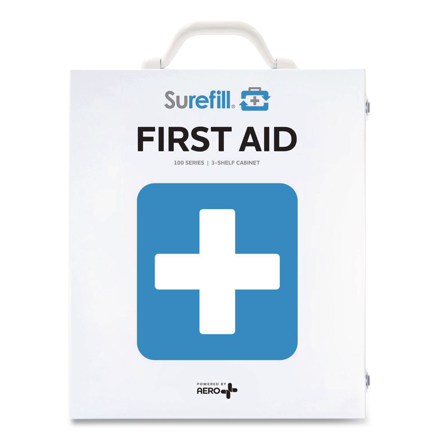 100 Series Class B 3-Shelf First Aid Cabinet - Meds, 100 Person, 660 Pieces, Metal Case