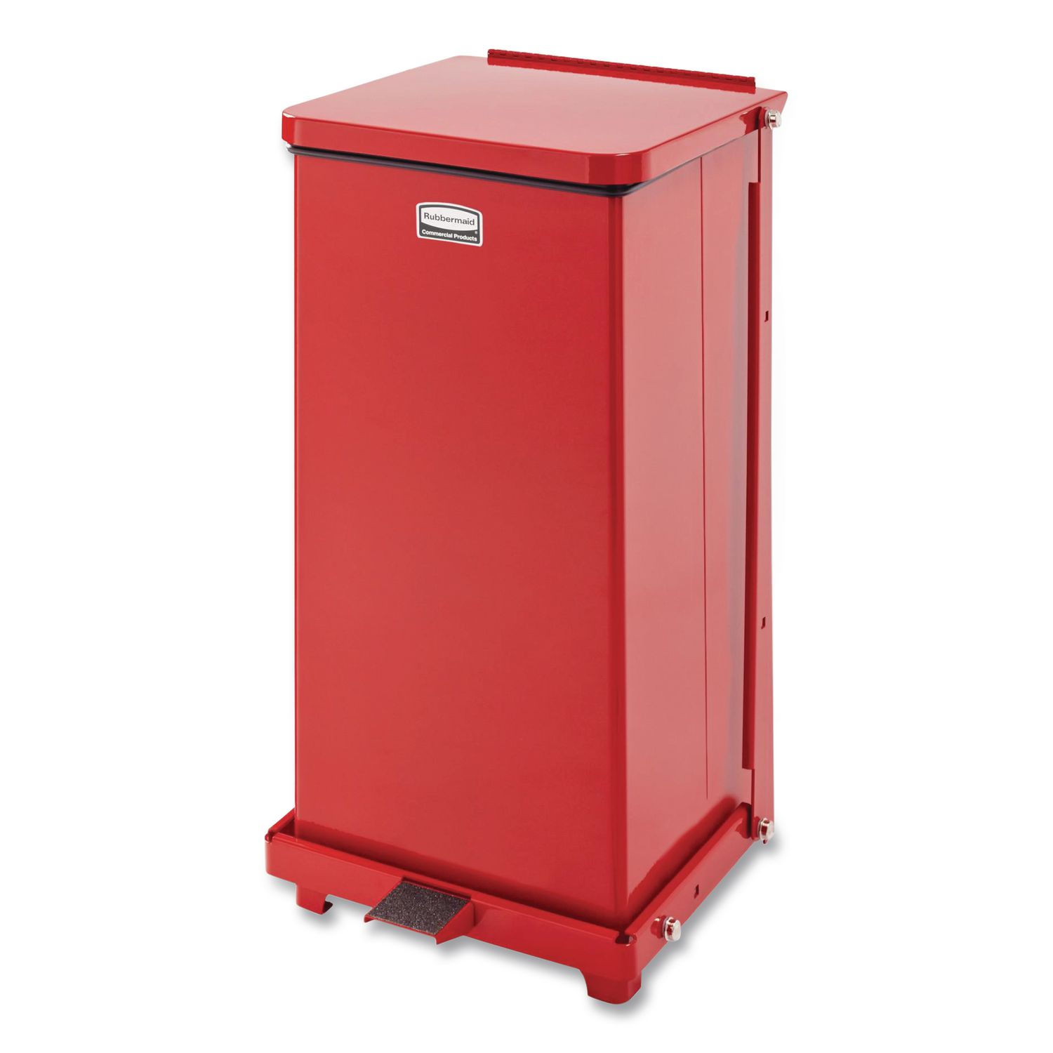 Defenders Heavy-Duty Steel Step Can, 6.5 gal, Steel, Red