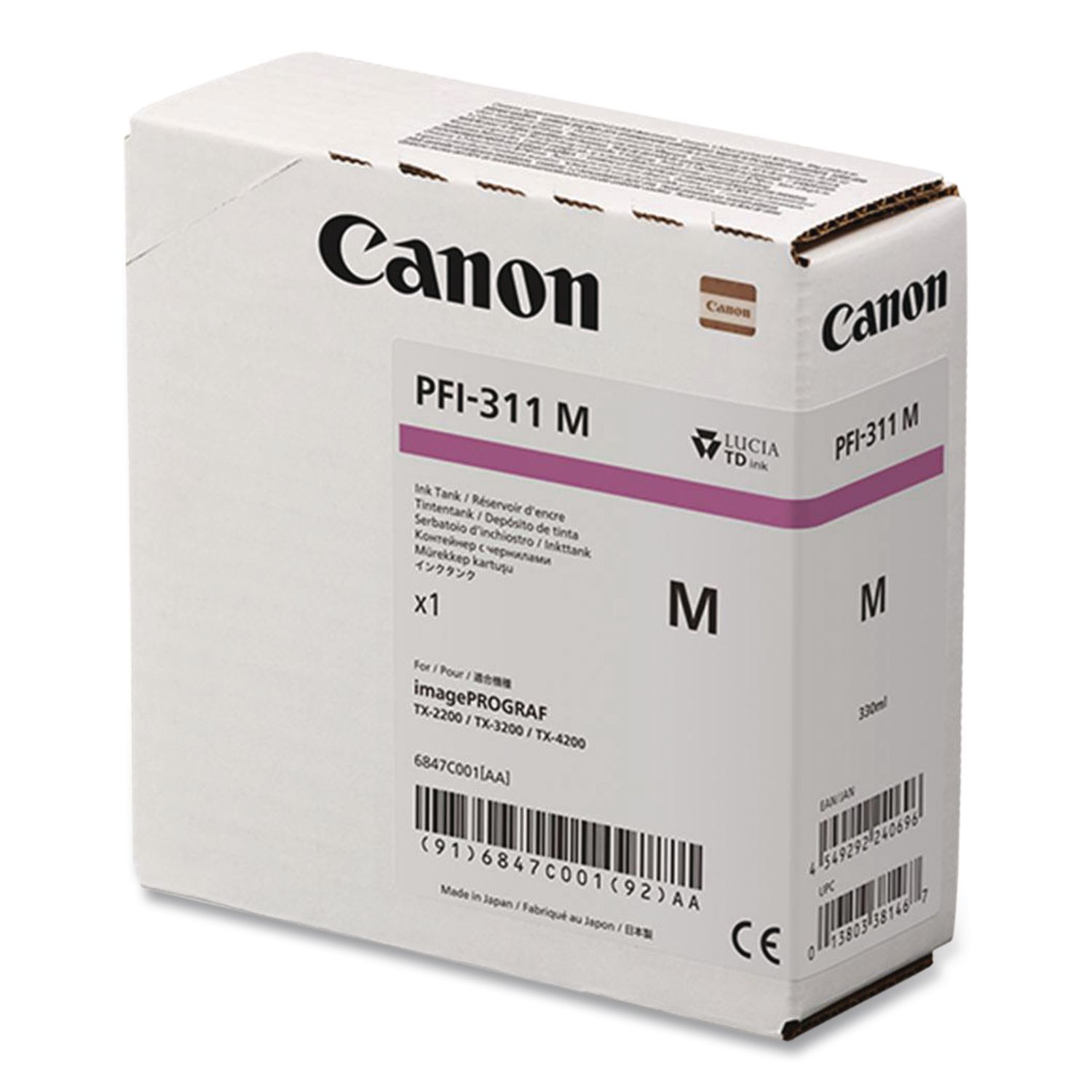 6847C001 (PFI-311) Lucia TD Ink, 330 mL, Magenta