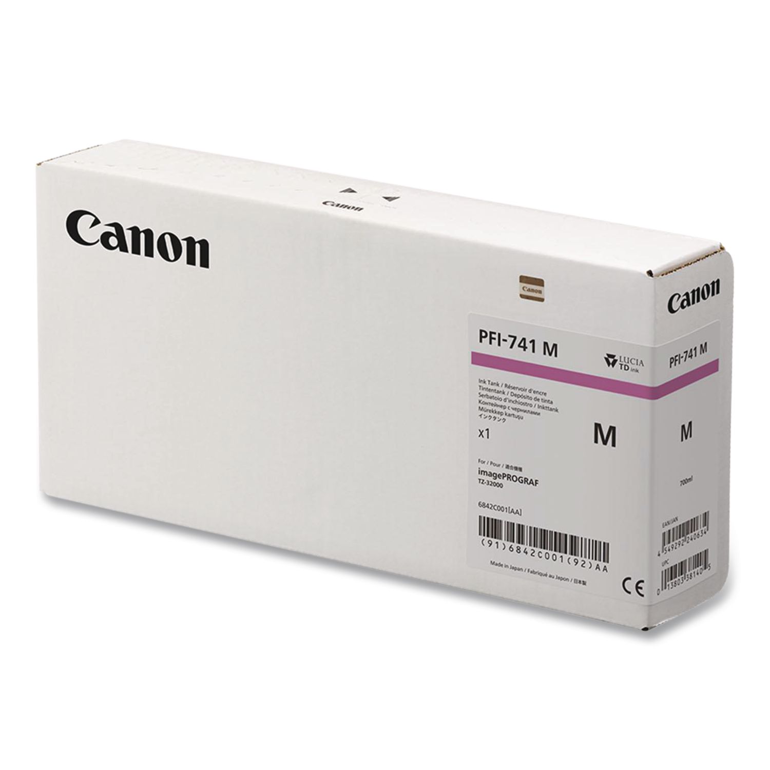 6842C001 (PFI-741) Lucia TD Ink, 700 mL, Magenta