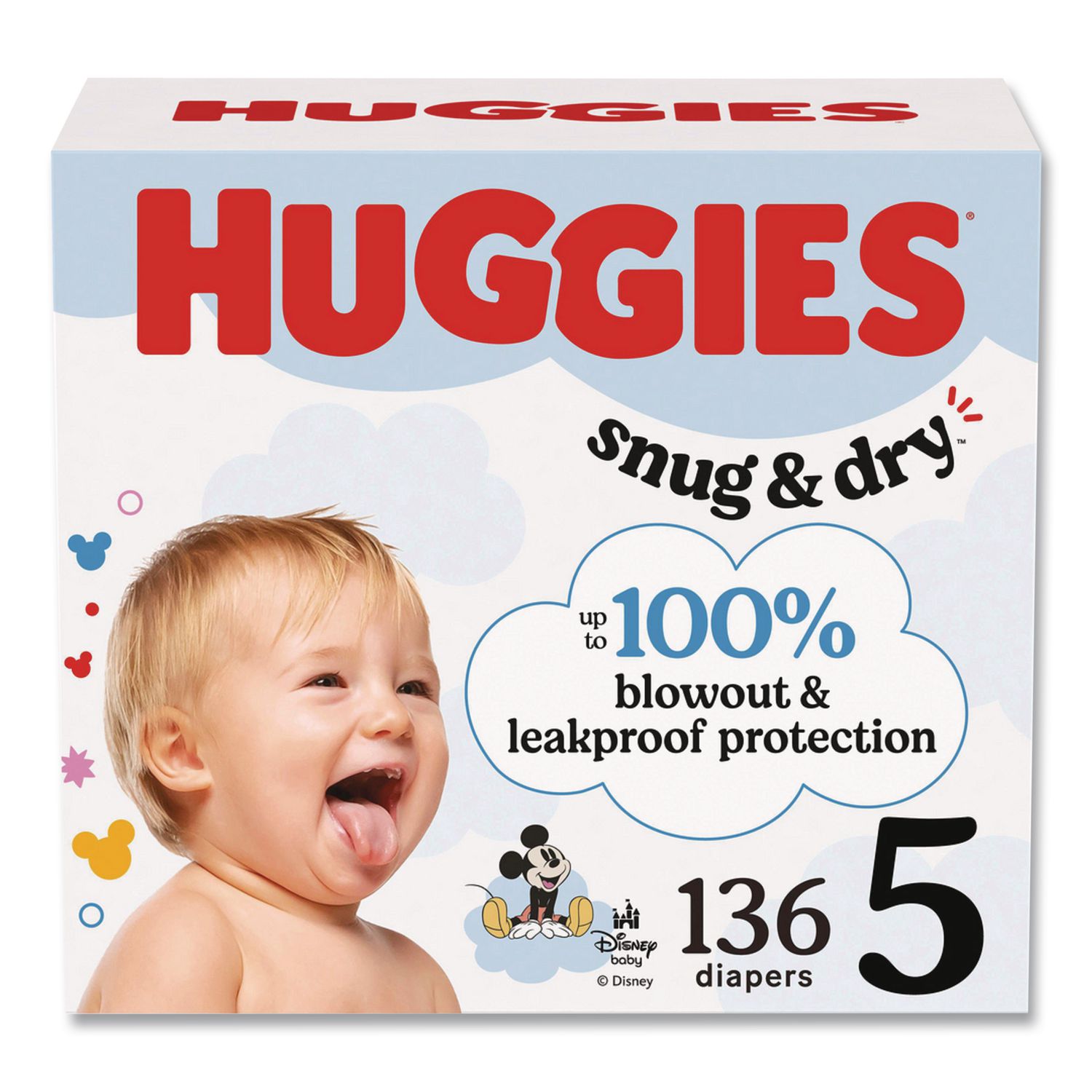 Snug and Dry Diapers, Size 5, 27 plus lbs, 136/Carton