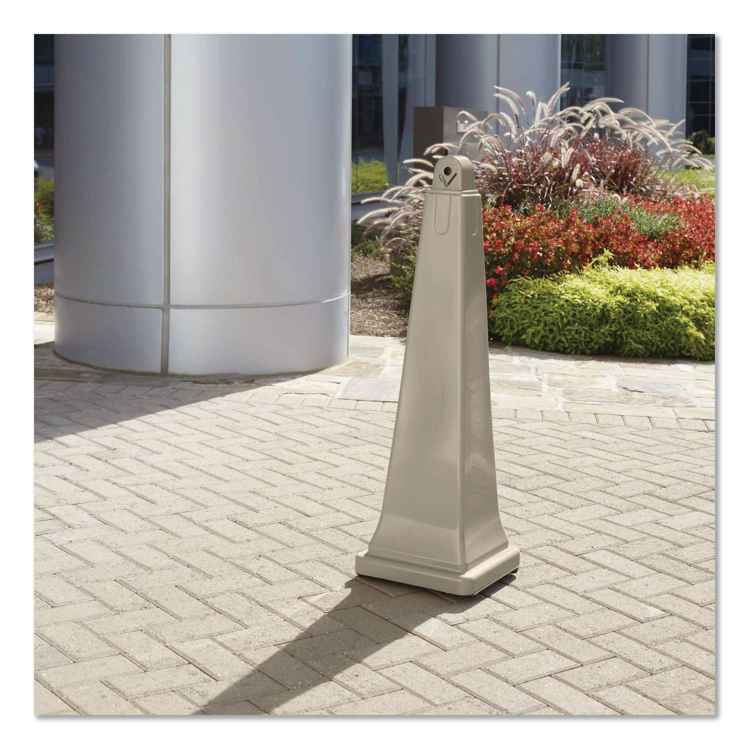 GroundsKeeper Cigarette Waste Collector, Pyramid, 1 gal, 12.25 x 39.75,  Beige