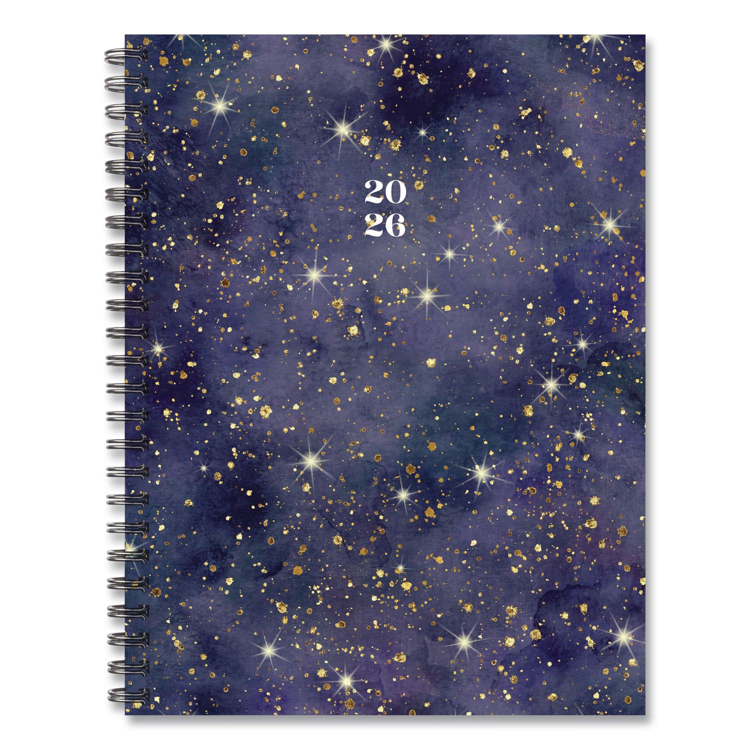 Starry Night Weekly/Monthly Planner, 8.5 x 6.5, Black/Gold Cover, 12-Month (Jan to Dec): 2026