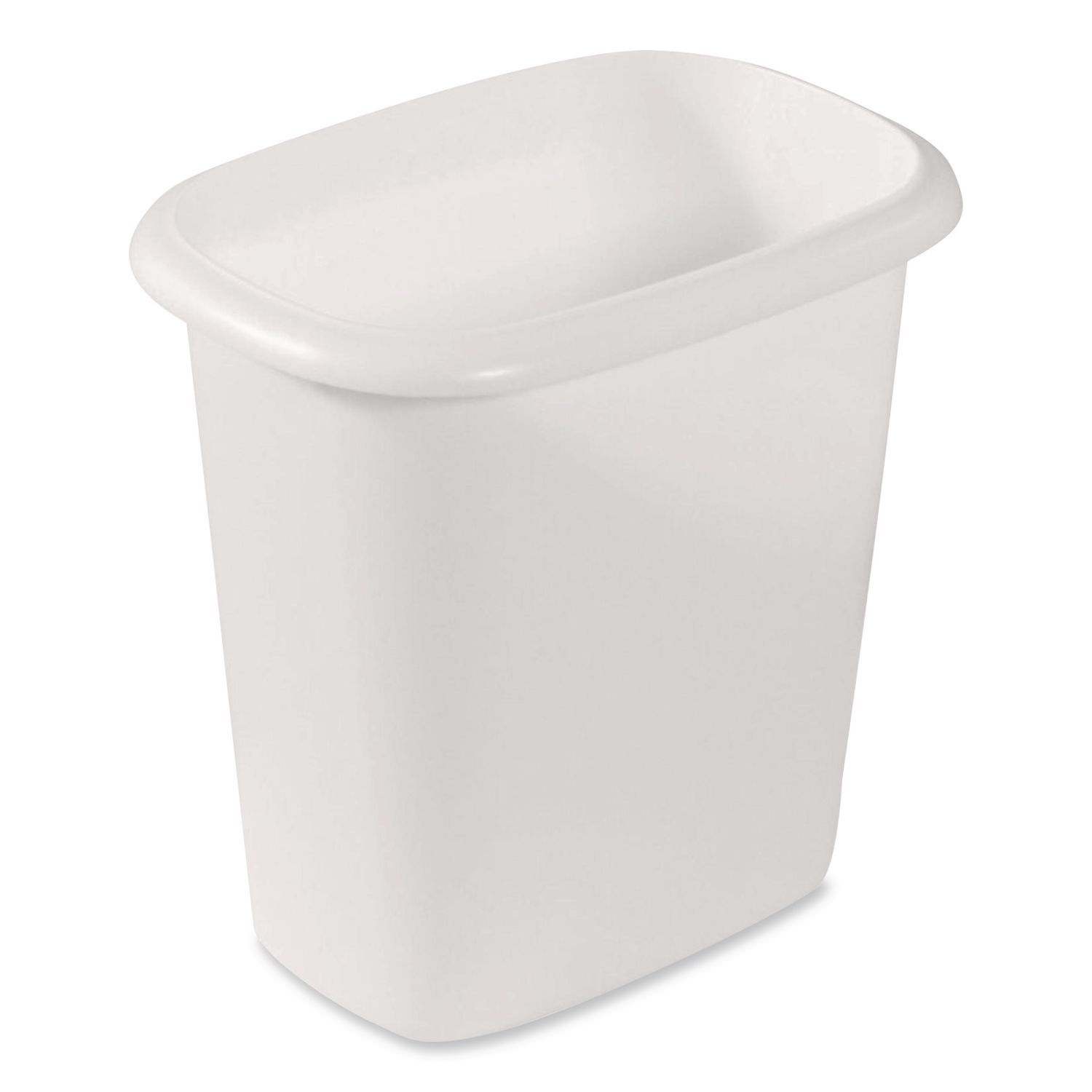 Open-Top Wastebasket, 6 qt, Plastic, White, 6/Carton