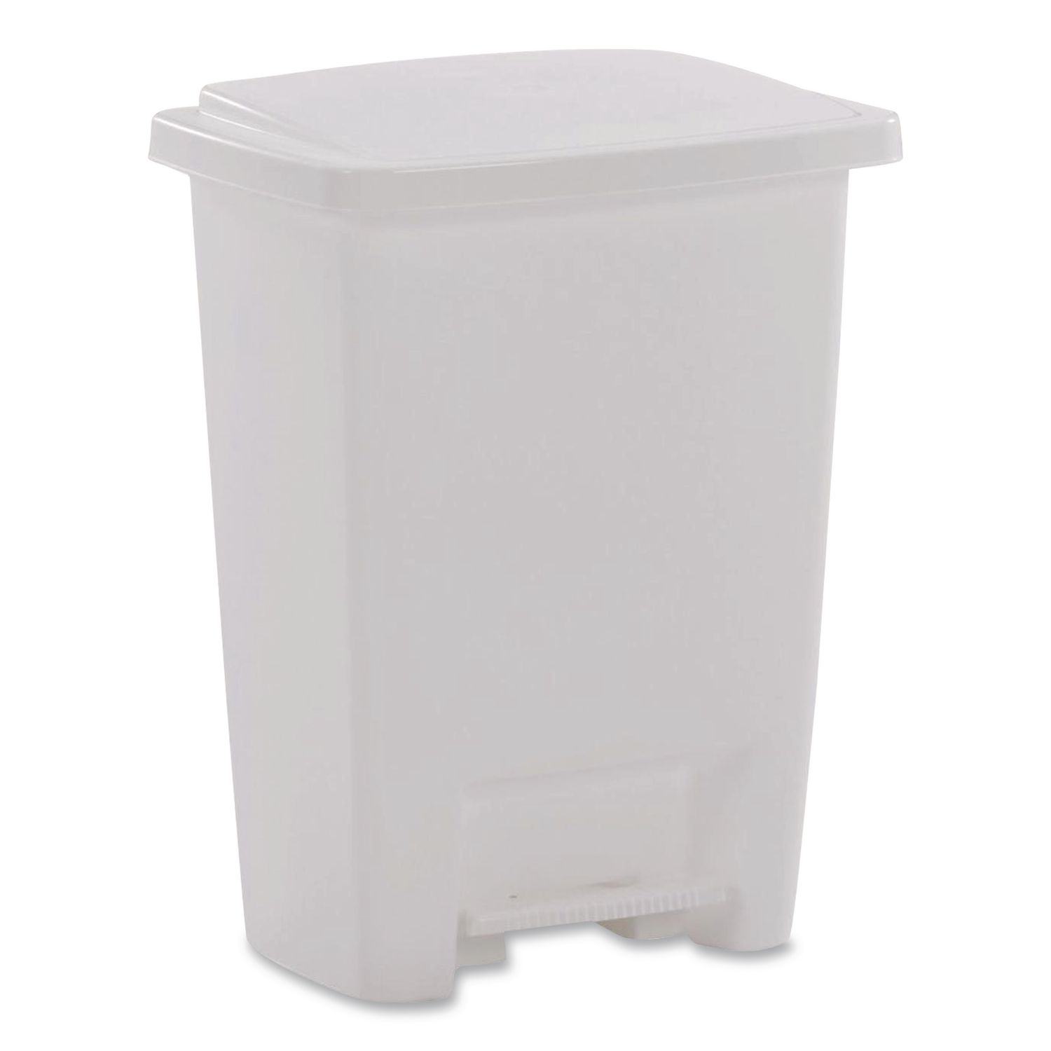 Step-On Waste Can, 8.25 gal, Plastic, White