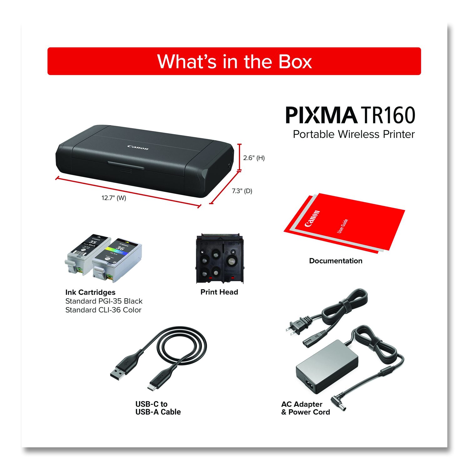 Canon® PIXMA TR160 Wireless Inkjet Printer | All-Type Vacuum ...
