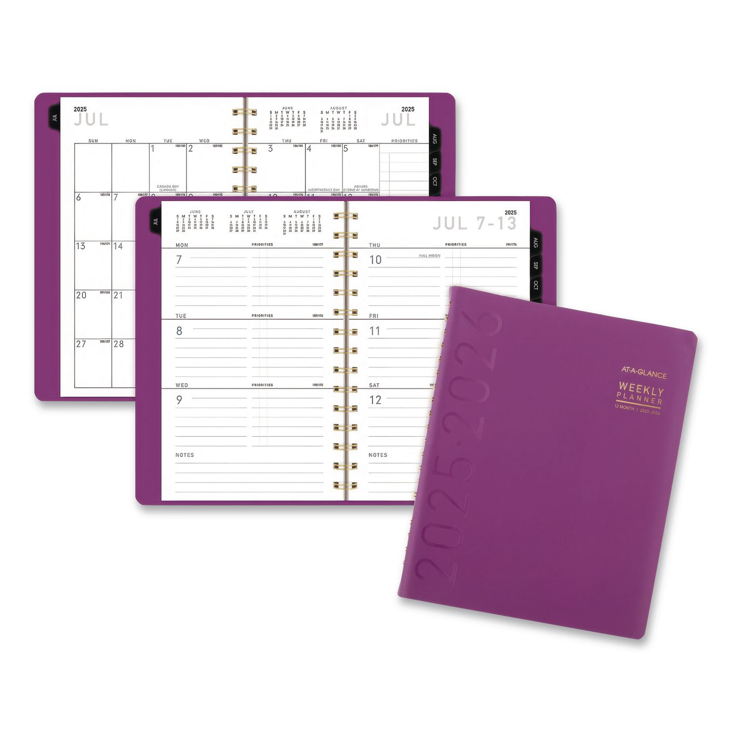 Contemporary Academic Weekly/Monthly Planner, 11 x 8.25, Purple Cover, 12-Month: July 2025 to June 2026