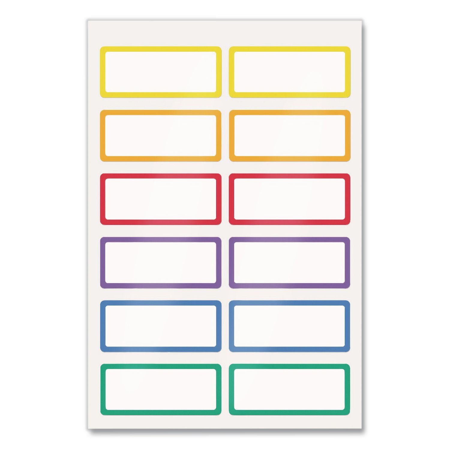 No-Iron Fabric Labels, Rainbow Border, Handwrite Only, 0.75 x 1.75, White, 12/Sheet, 2 Sheets/Pack