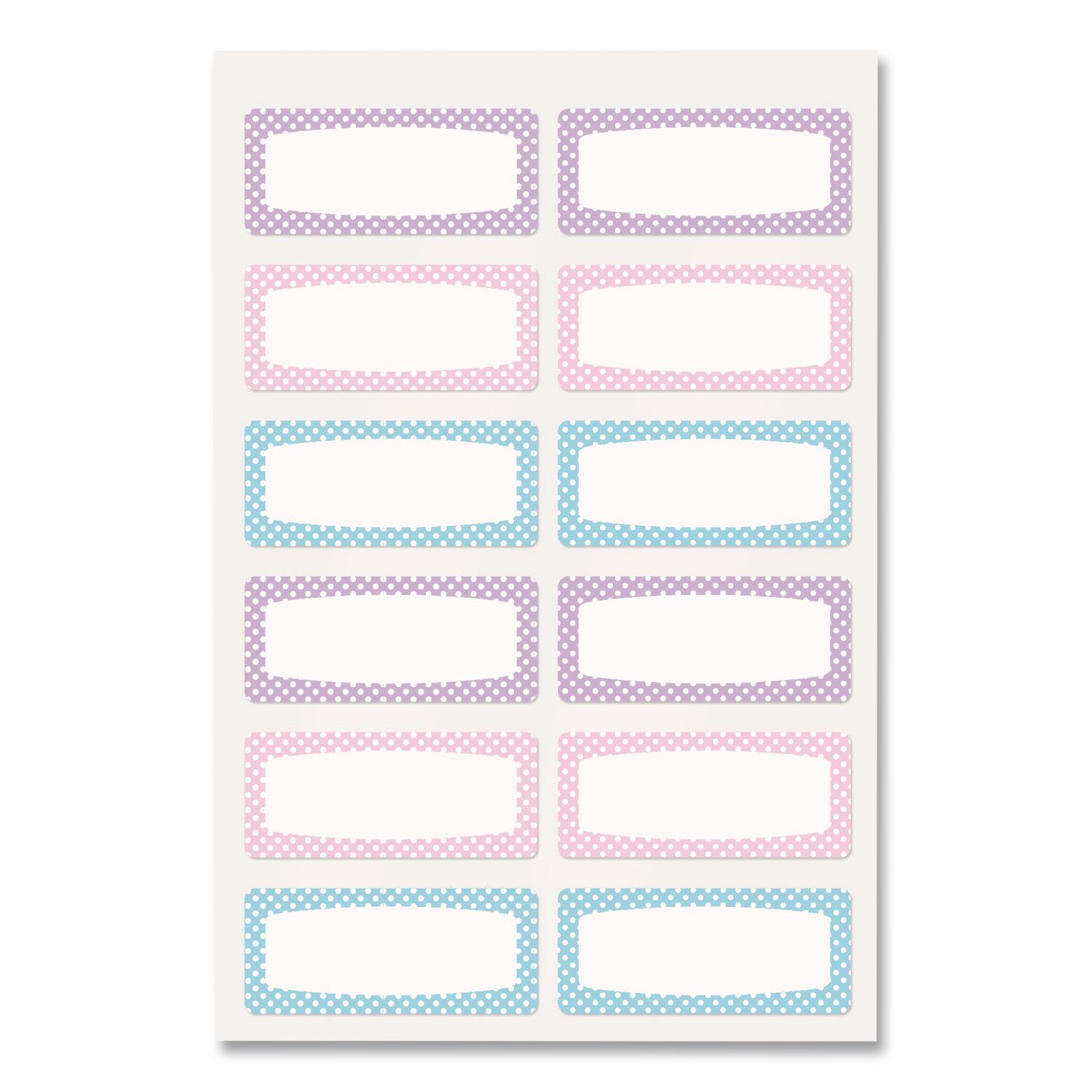 No-Iron Fabric Labels, Pastel Borders, Handwrite Only, 0.75 x 1.75, White, 12/Sheet, 2 Sheets/Pack
