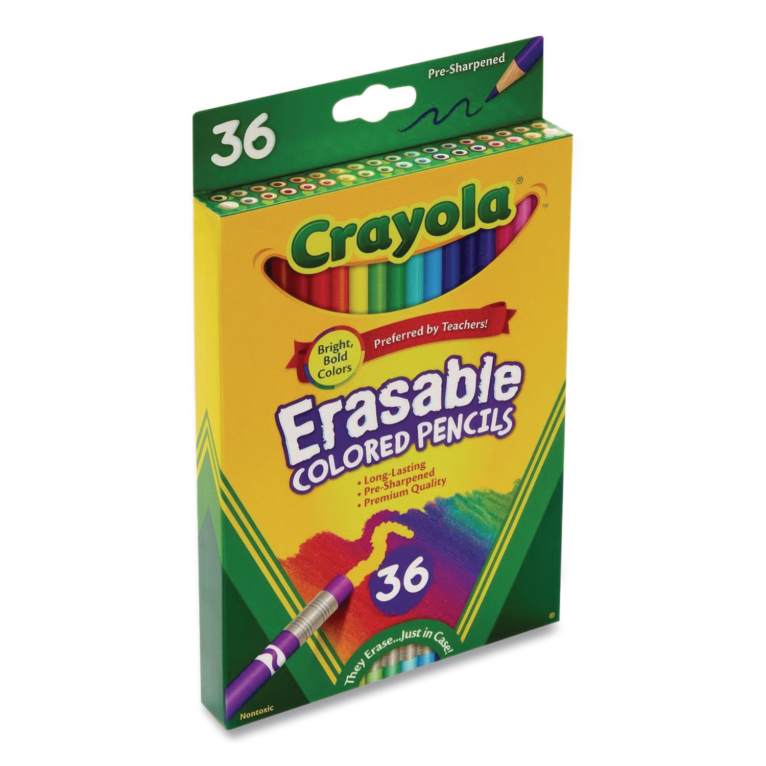Erasable Color Pencil Set, 3.3 mm, Assorted Lead and Barrel Colors, 36/Box