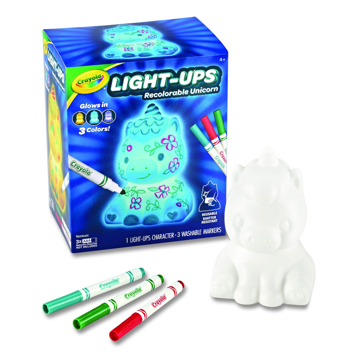Crayola® Light Ups Recolorable Unicorn with (3) Ultra-Clean Washable ...