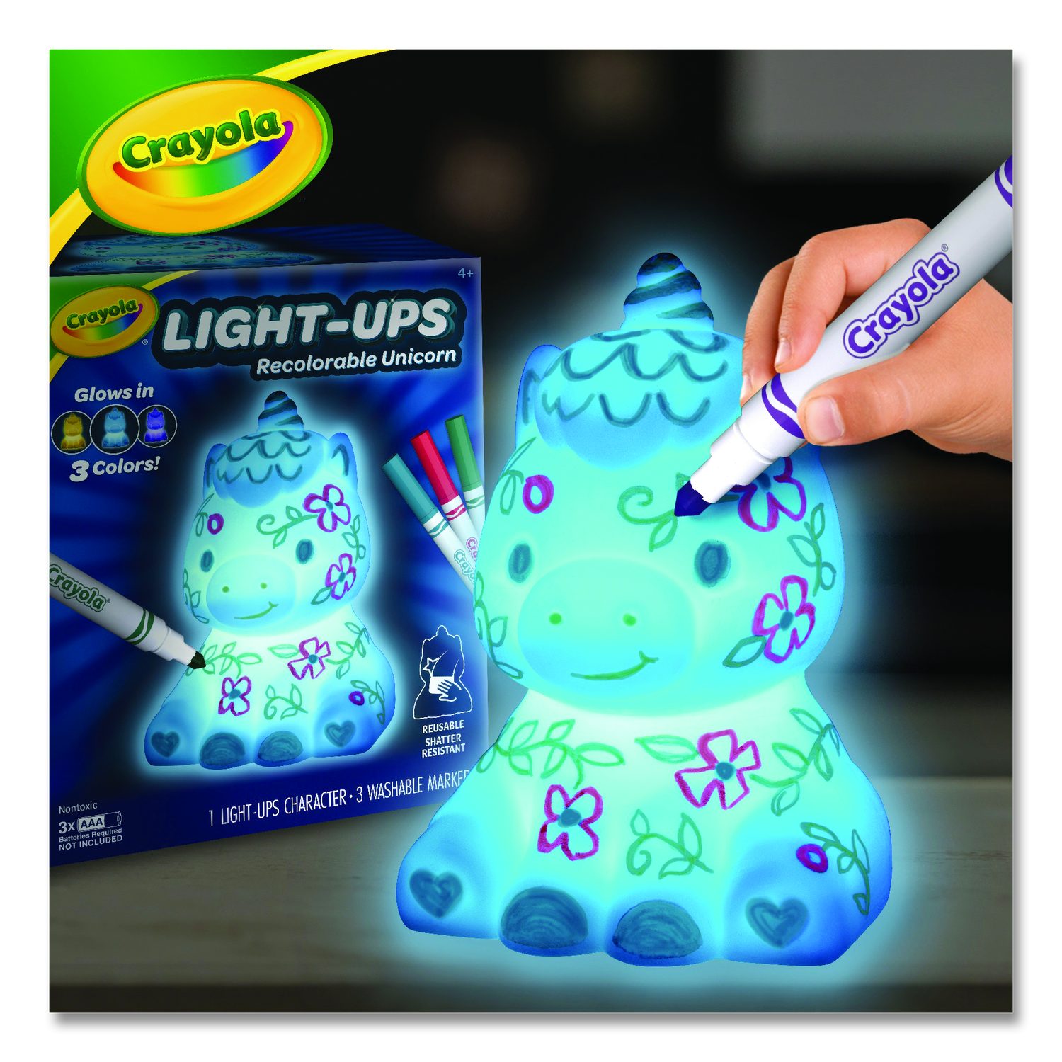 Crayola® Light Ups Recolorable Unicorn with (3) Ultra-Clean Washable ...