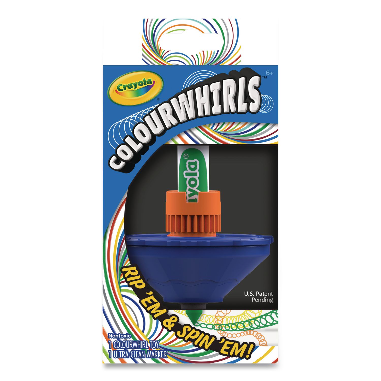 Colourwhirls Toy with (1) Rip-Cord Spinner and (1) Ultra-Clean Washable Marker, Ages 6 and Up, 4 Pieces