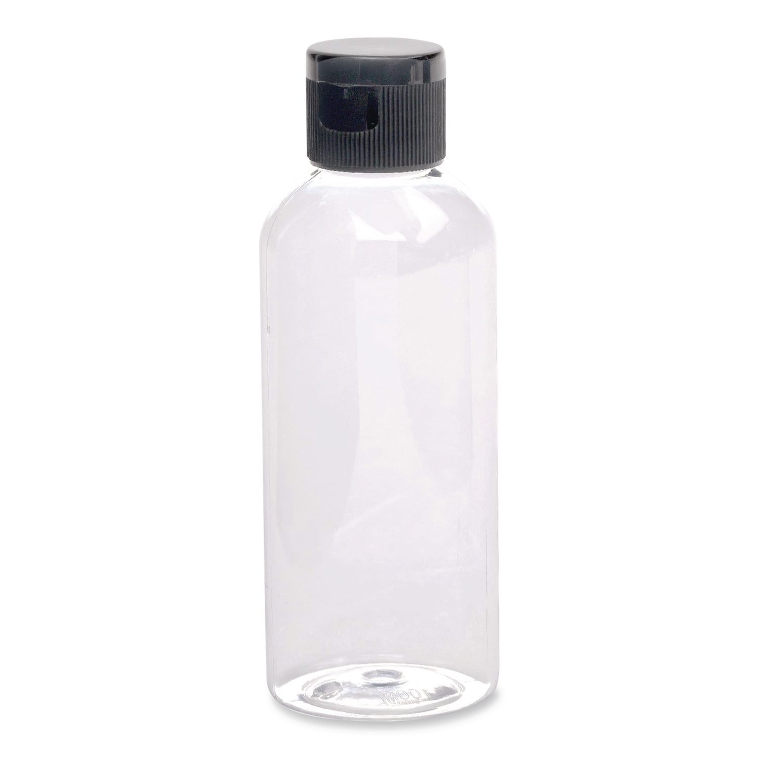 Flip-Top Travel Toiletry Bottle, Clear with Black Cap