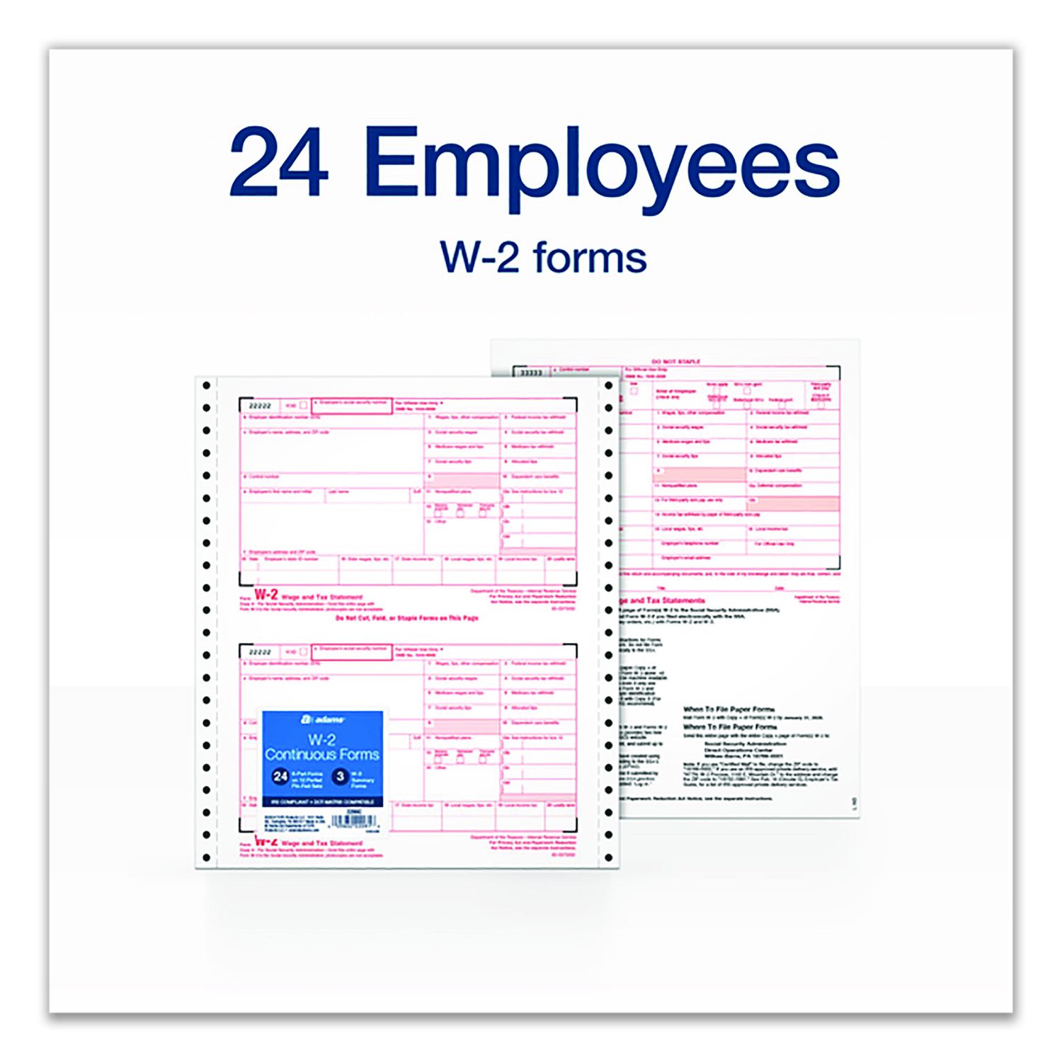 Adams® 6-Part W-2 Continuous Feed Tax Forms, Fiscal Year: 2024, Six ...