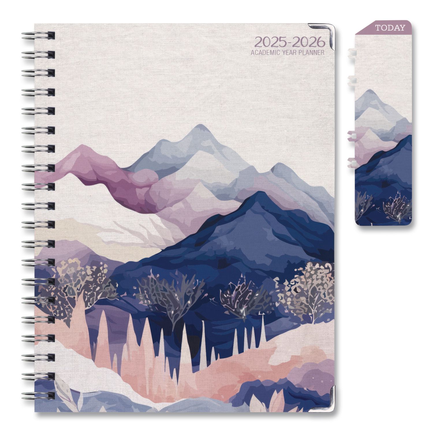 Pastel Mountains Academic Year Weekly/Monthly Planner, 11 x 8.5, Multicolor Cover, 14-Month: June 2025 to July 2026