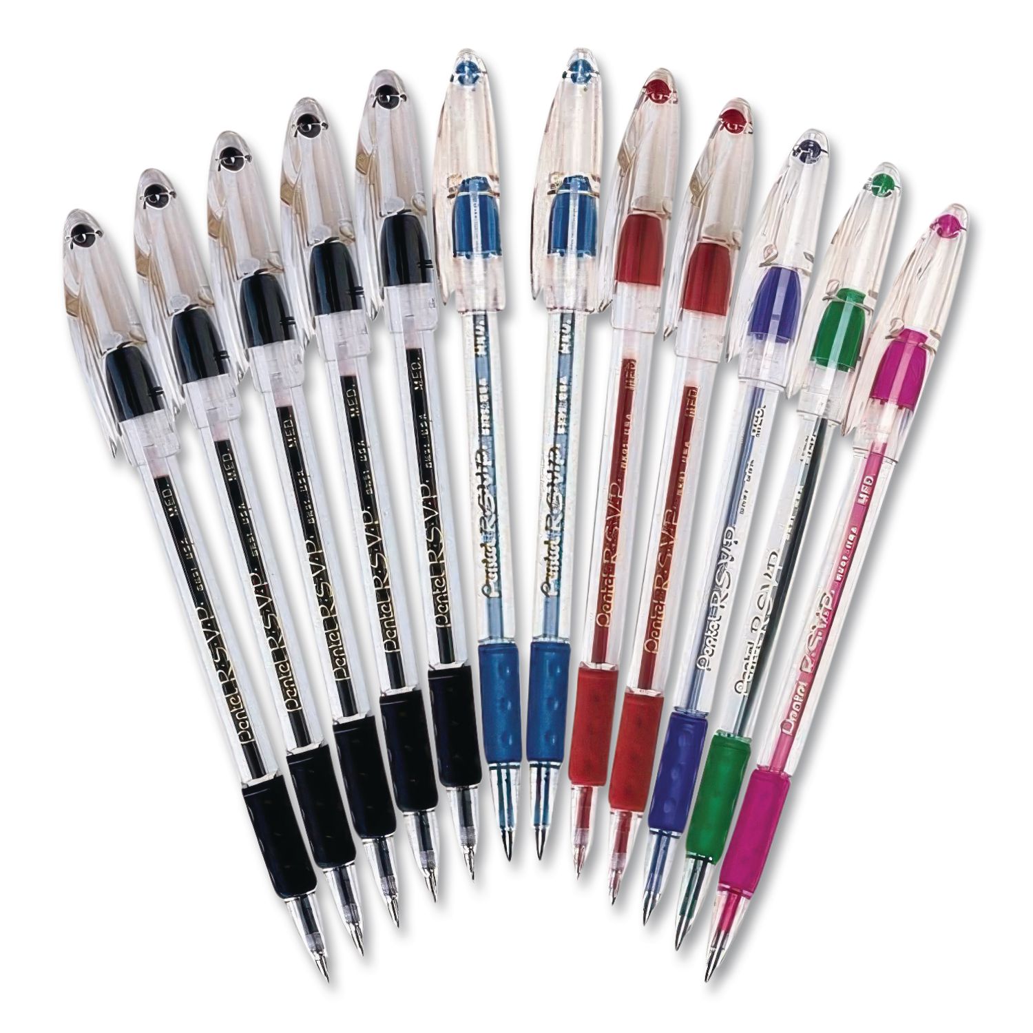R.S.V.P. Ballpoint Pen, Stick, Medium 1 mm, Assorted Ink and Barrel Colors, Dozen