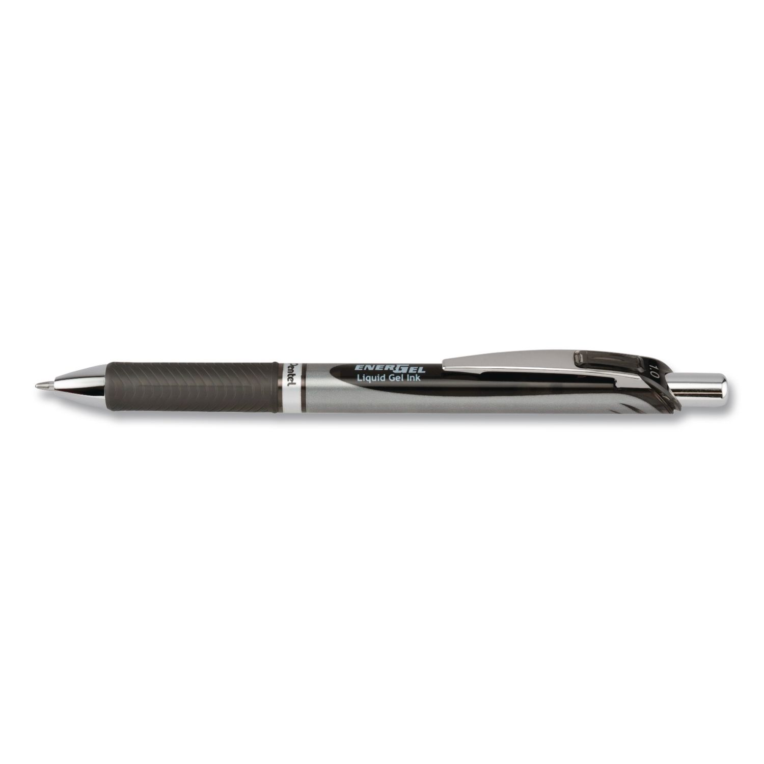 EnerGel RTX Gel Pen, Retractable, Bold 1 mm, Black Ink, Black/Gray Barrel, Dozen