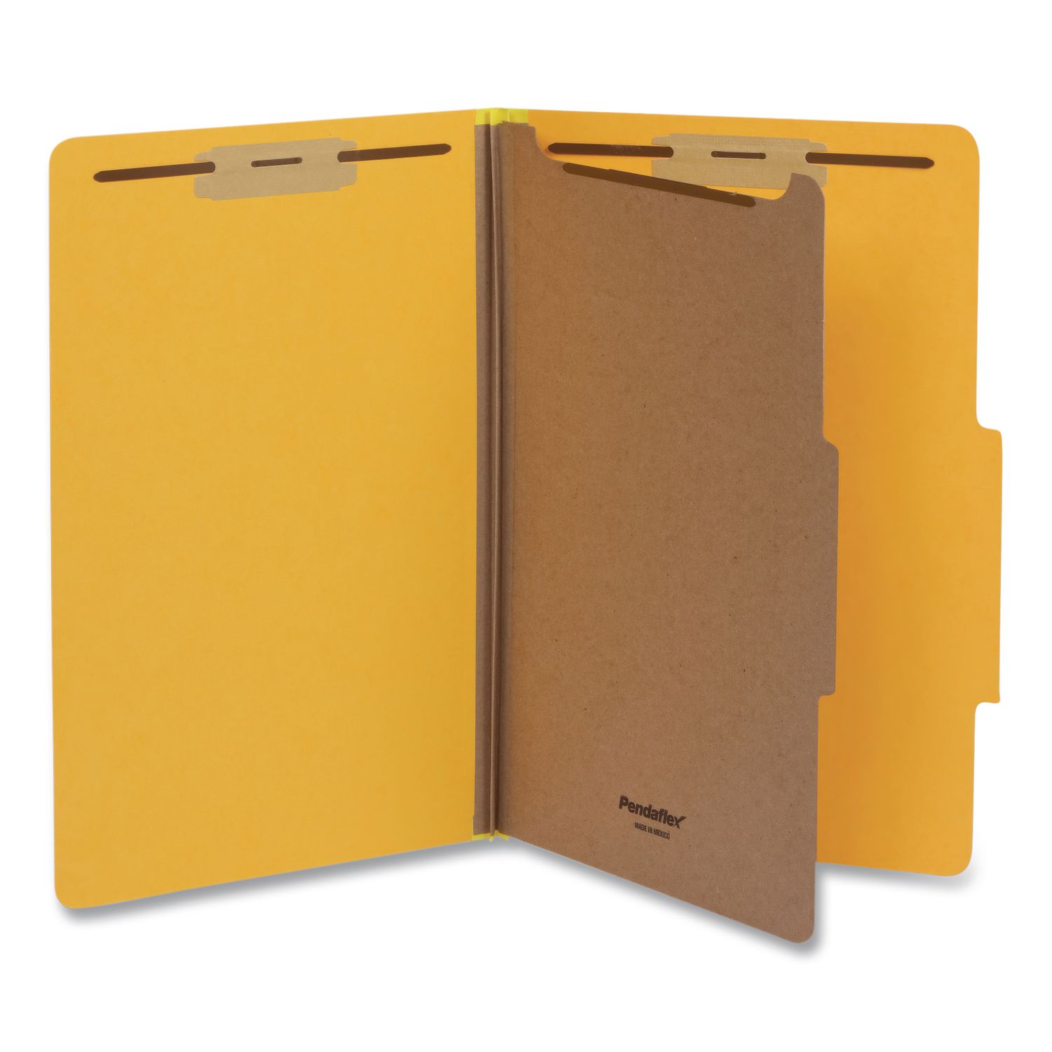 Heavy-Duty Pressboard Classification Folder, 2/5-Cut Tab, Expands 2", 1 Divider, 4 Fasteners, Legal Size, Yellow, 10/Box
