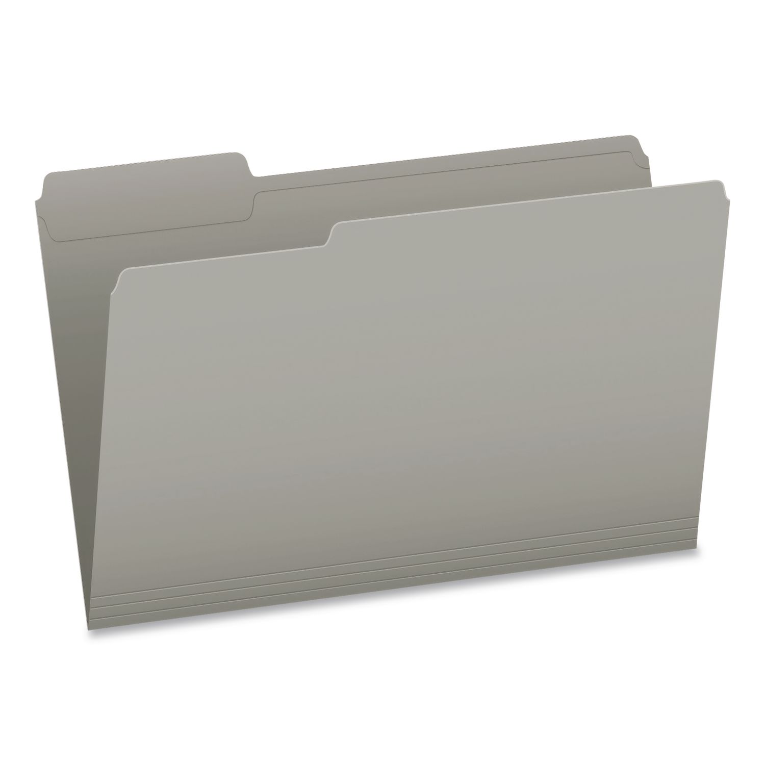 Double-Ply Reinforced Top Tab Colored File Folders, 1/3-Cut Tabs: Assorted, Legal, 0.75" Expansion, Gray, 100/Box