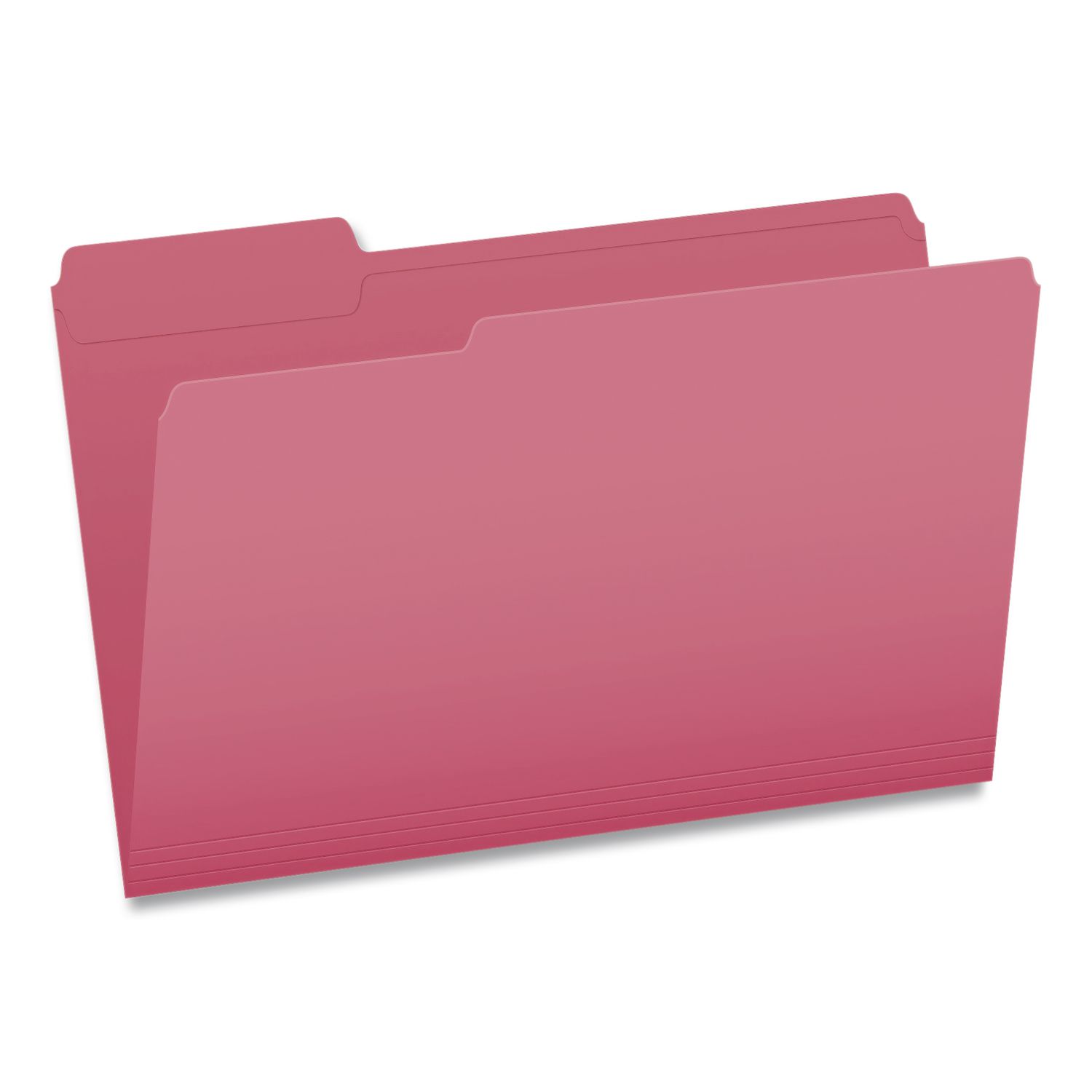Double-Ply Reinforced Top Tab Colored File Folders, 1/3-Cut Tabs: Assorted, Legal, 0.75" Expansion, Pink, 100/Box