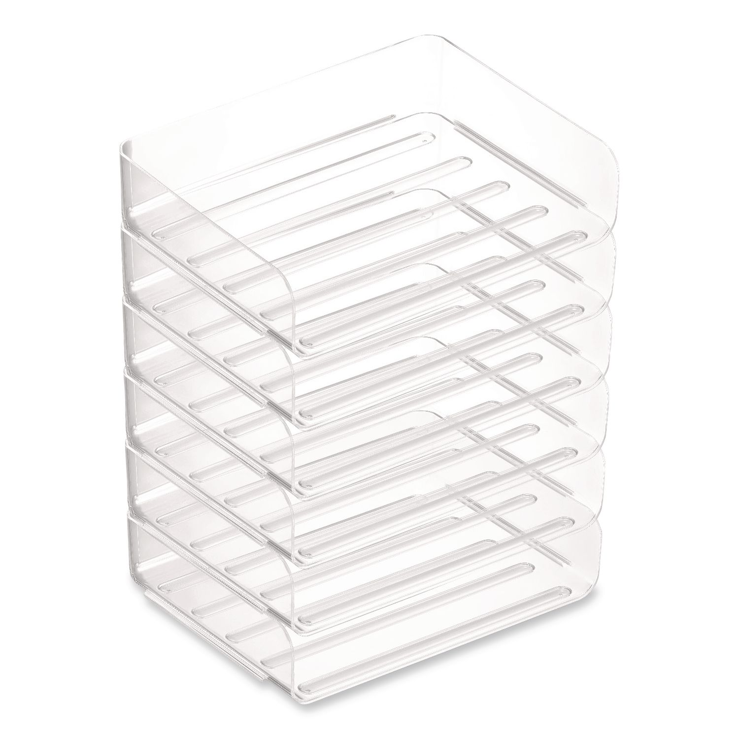 Clear Side Load Stackable Plastic Letter Tray, Letter Size, 9.72 x 12.63 x 3.01, 6/Pack