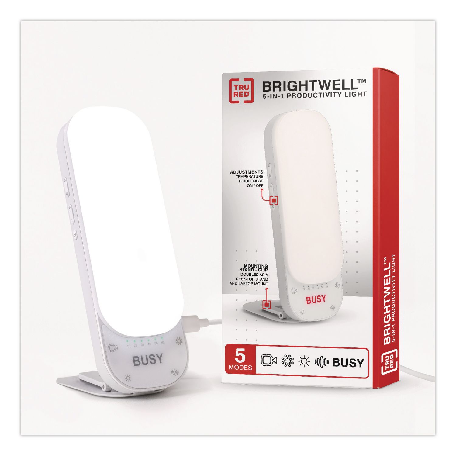 Brightwell 5-in-1 Productivity LED Desk Light, 7" High, White