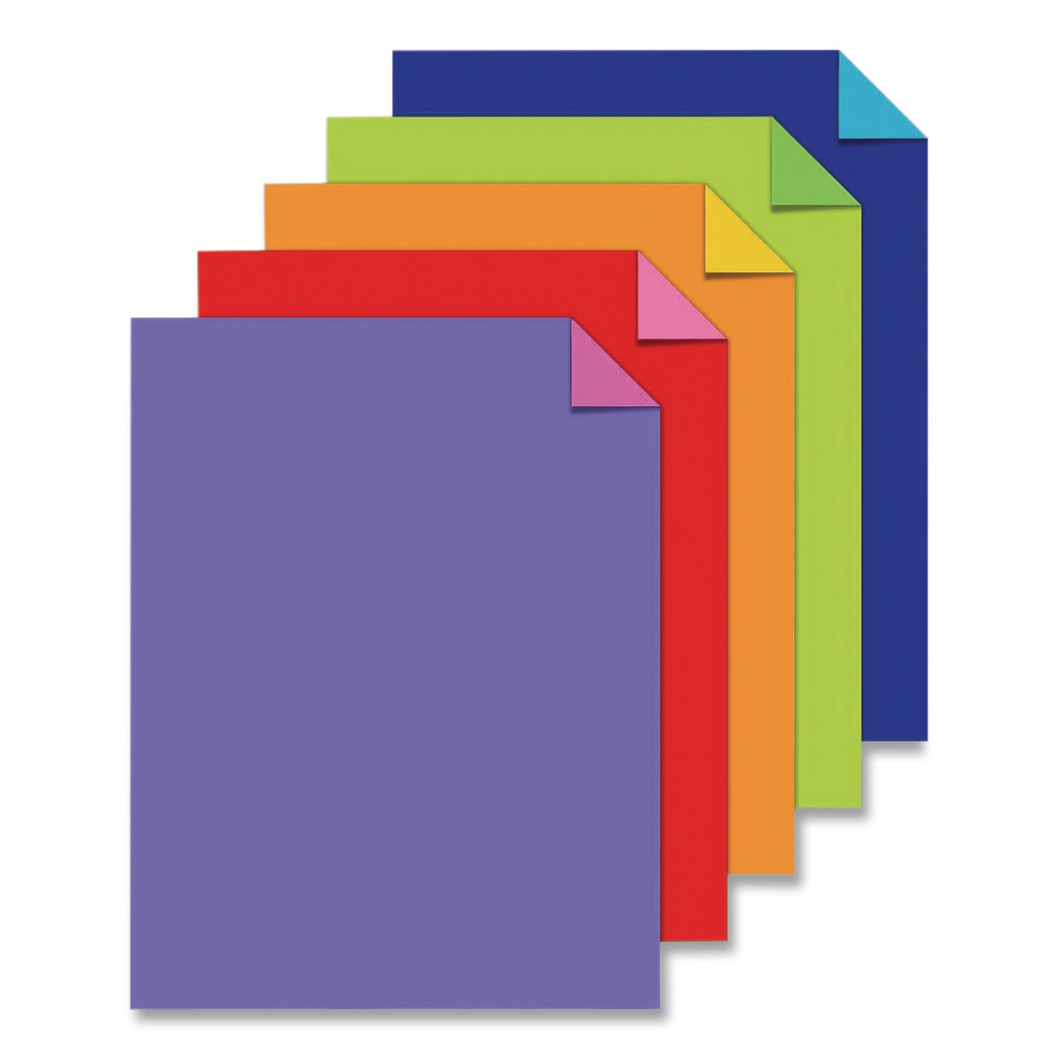 Double-Color Card Stock, 70 lb Cover Weight, 8.5 x 11, Assorted Bright Colors, 80/Pack