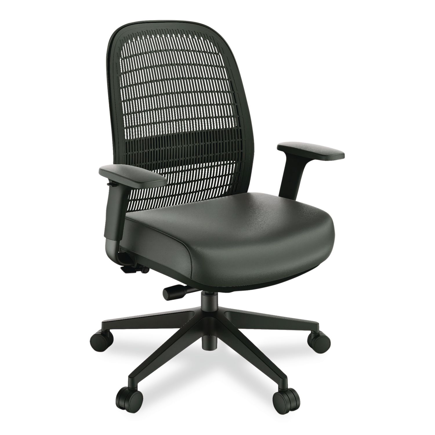 Health Bedford Polyurethane Nylon Task Chair, Supports Up to 275 lbs, 18" to 21.6" Seat Height, Black Seat/Back/Base