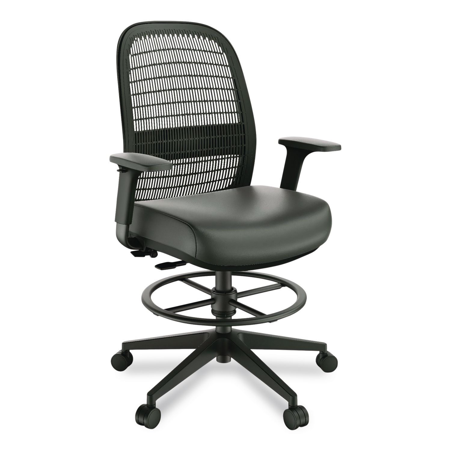 Health Bedford Drafting Stool, Supports Up to 275 lb, 26.5x 33.6 Seat Height, Black Seat, Black Back, Black Base