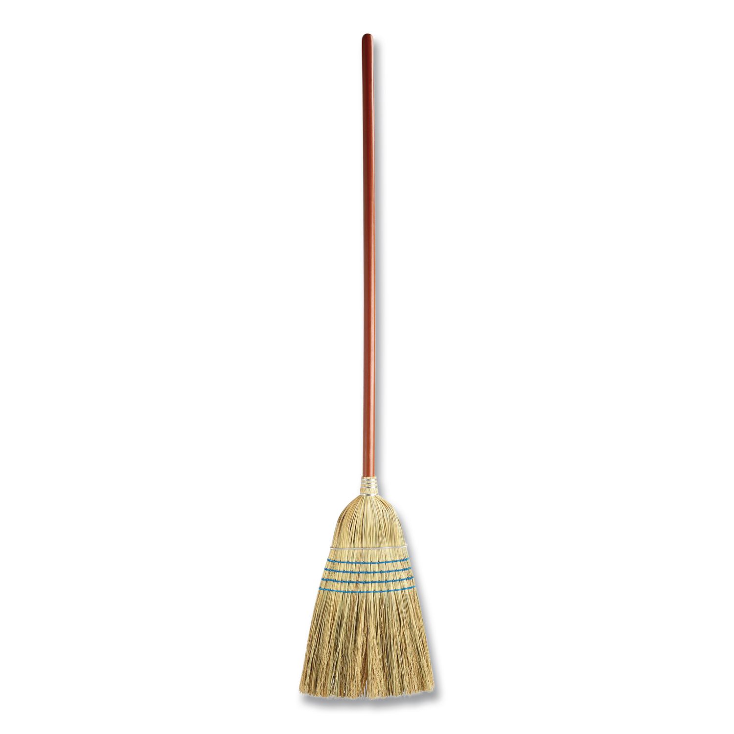 Corn-Fill Broom, Corn Fiber Bristles, 38" Overall Length, Blue
