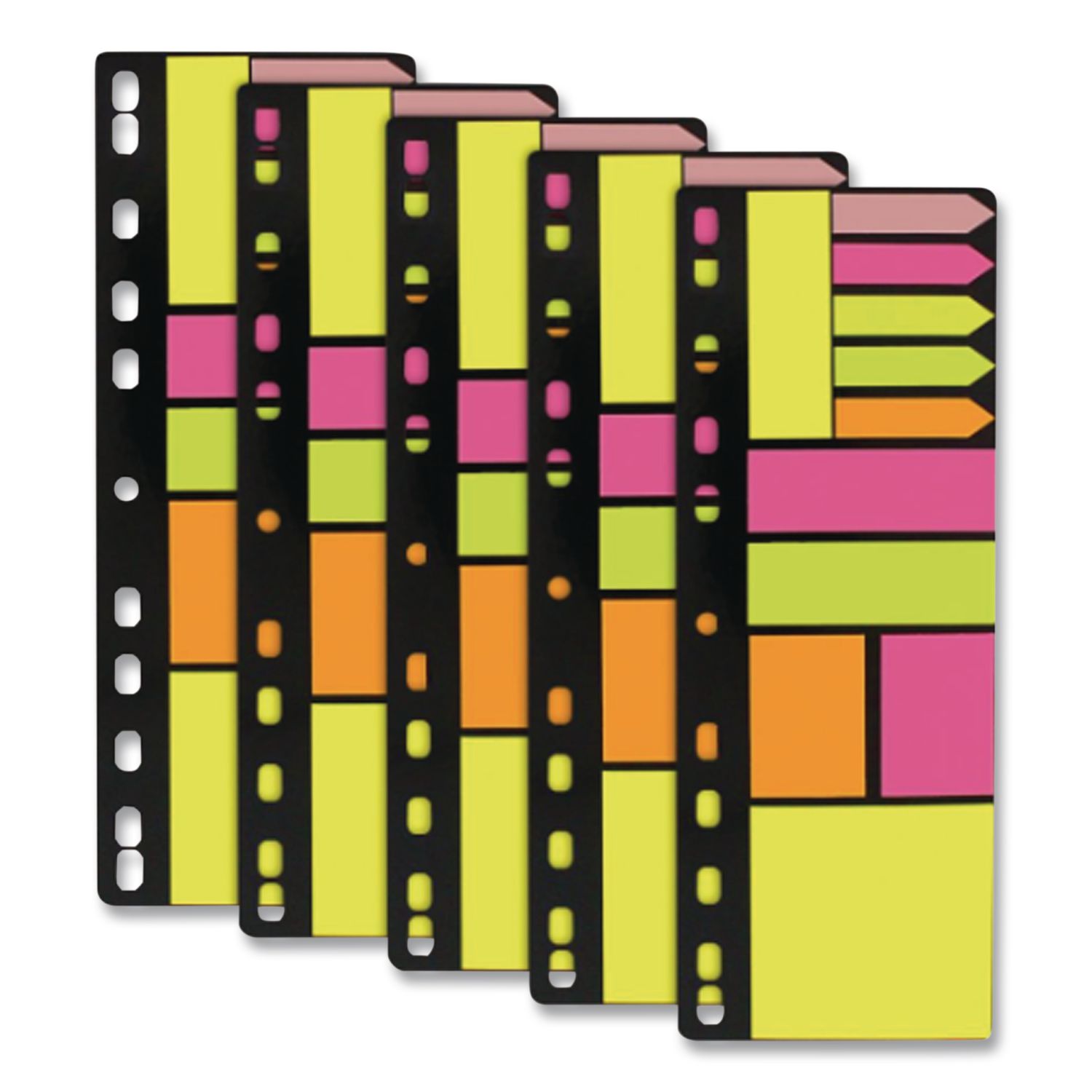 Mixed Ring-Binder-Insertable Note Pad and Page Flag Set, Assorted Sizes and Colors, 11 Pads/Set, 5 Sets/Pack