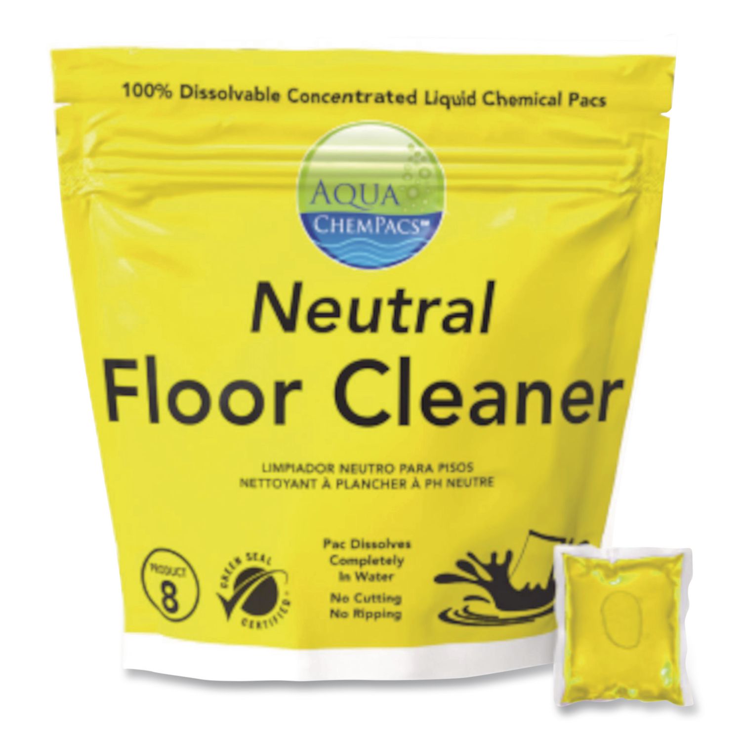 Aqua ChemPacs Neutral Floor Cleaner, Lavender Scent, 120/Pack