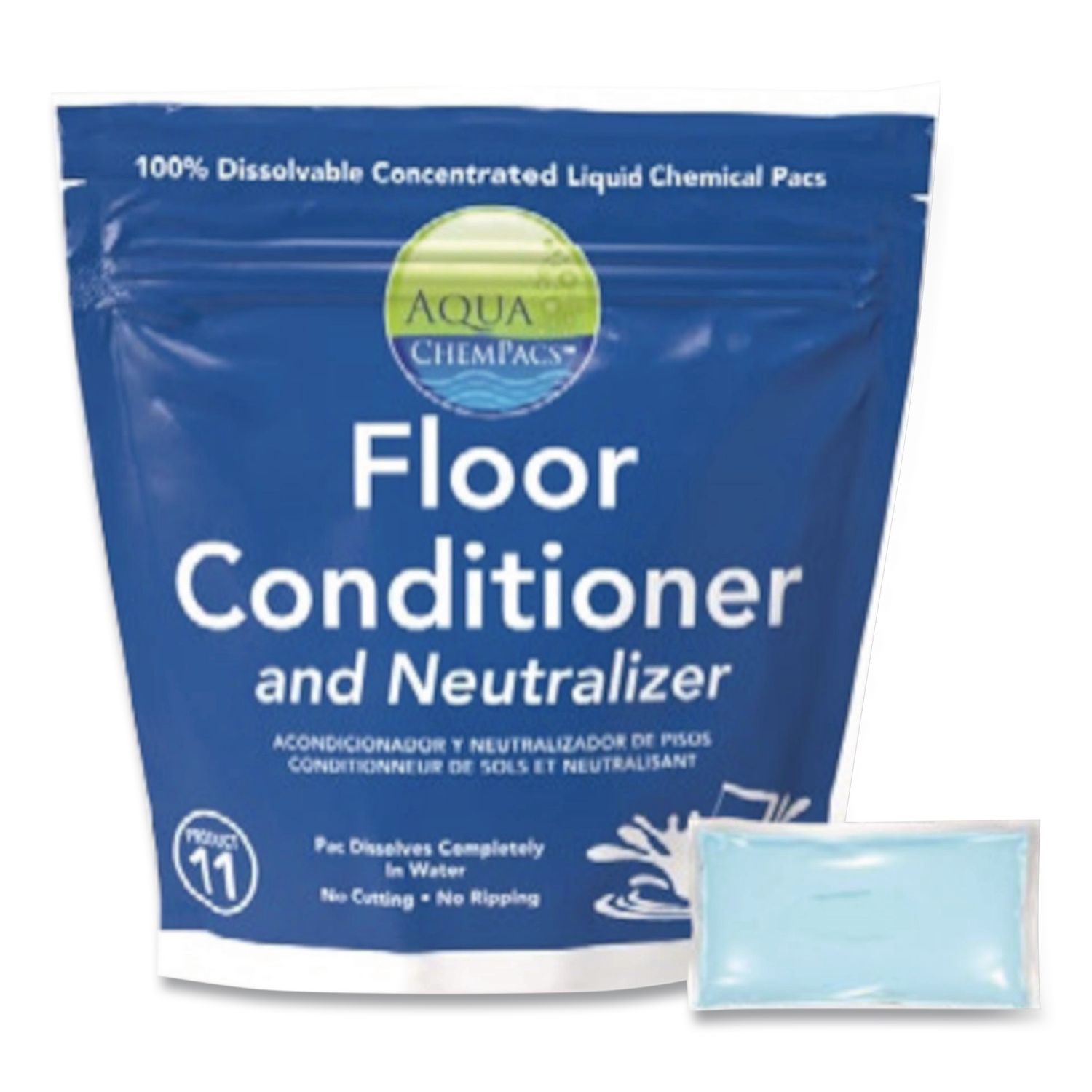 Aqua ChemPacs Floor Conditioner and Neutralizer, 100 ChemPacs/Carton