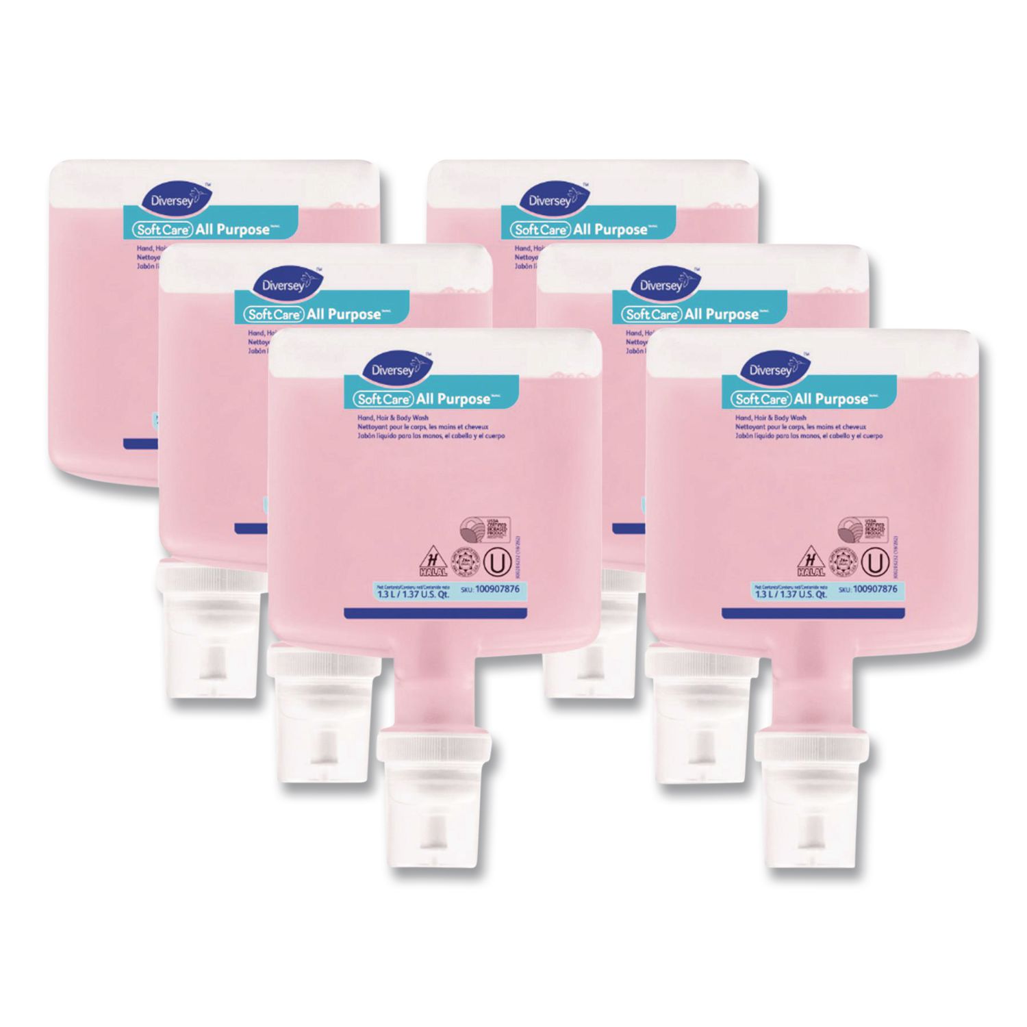 Soft Care All Purpose Hand, Hair and Body, Lemon Tea Splash Scent, 1.3 L, 6/Carton